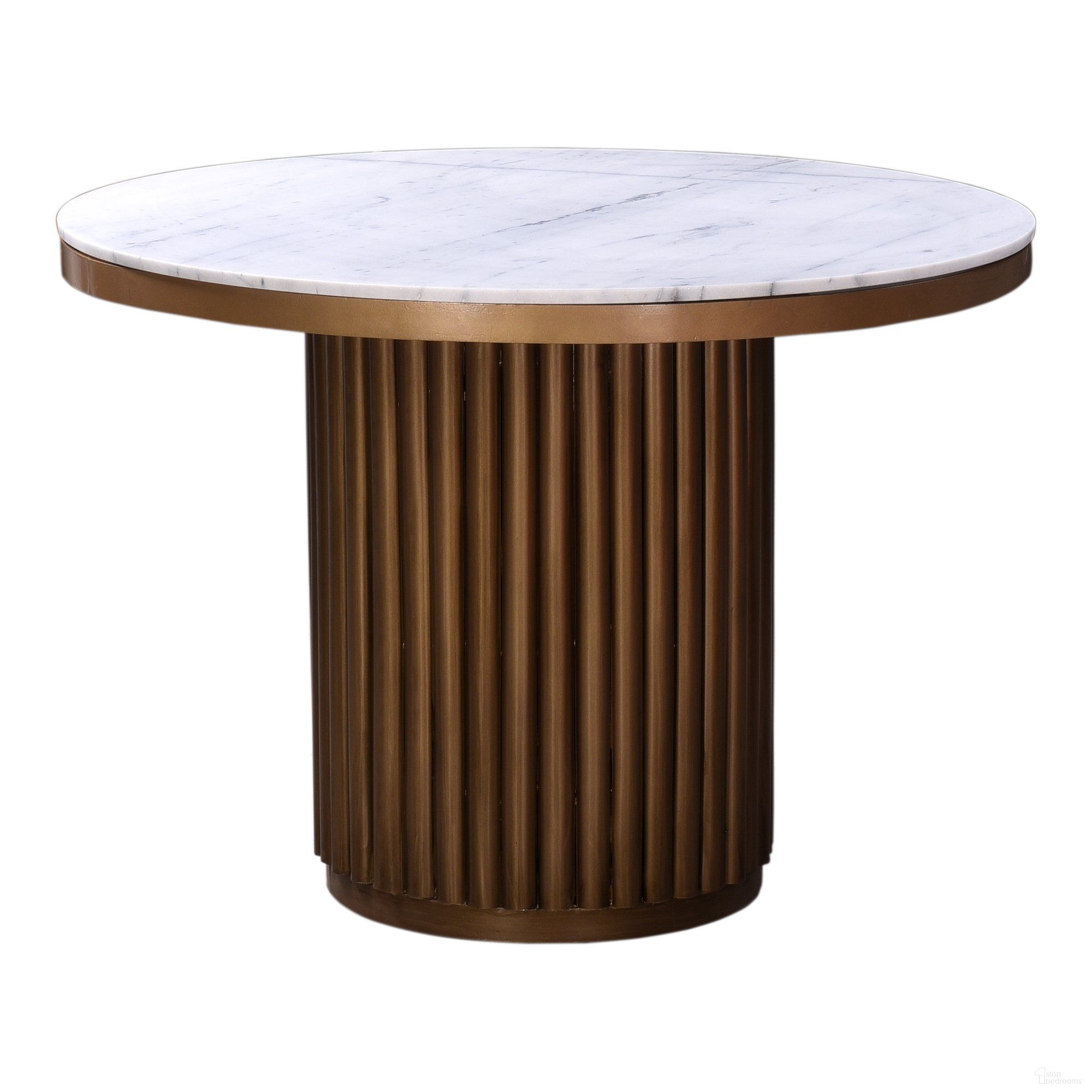 The appearance of Tower Dining Table designed by Moes Home in the modern / contemporary interior design. This yellow piece of furniture  was selected by 1StopBedrooms from Tower Collection to add a touch of cosiness and style into your home. Sku: JD-1034-51-0. Table Base Style: Pedestal. Table Top Shape: Round. Material: Metal. Size: 42".