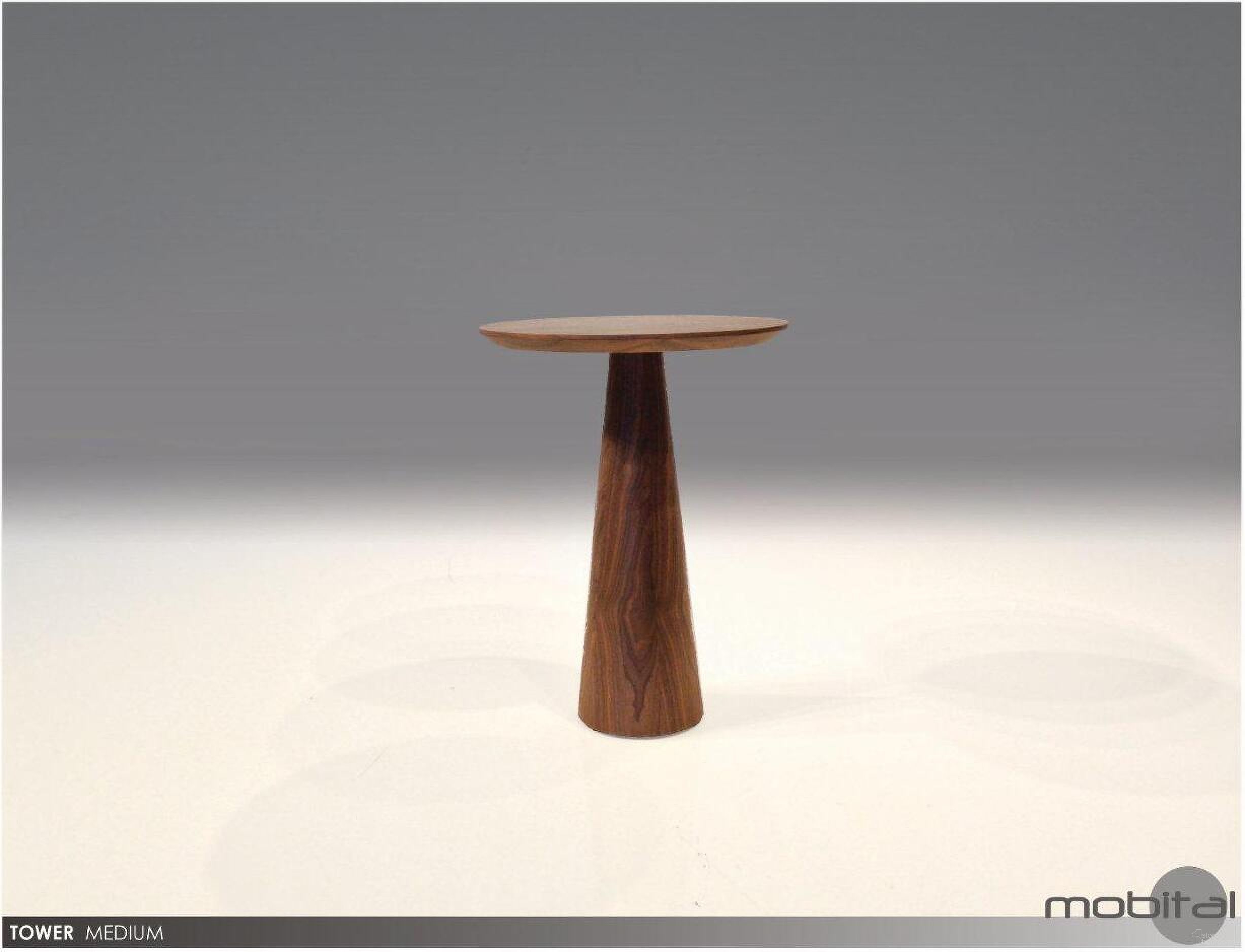 The appearance of Tower Medium Round Natural Walnut End Table designed by Mobital in the modern / contemporary interior design. This natural walnut piece of furniture  was selected by 1StopBedrooms from Tower Collection to add a touch of cosiness and style into your home. Sku: WEN-TOWE-WALN-MEDIU. Material: Wood.