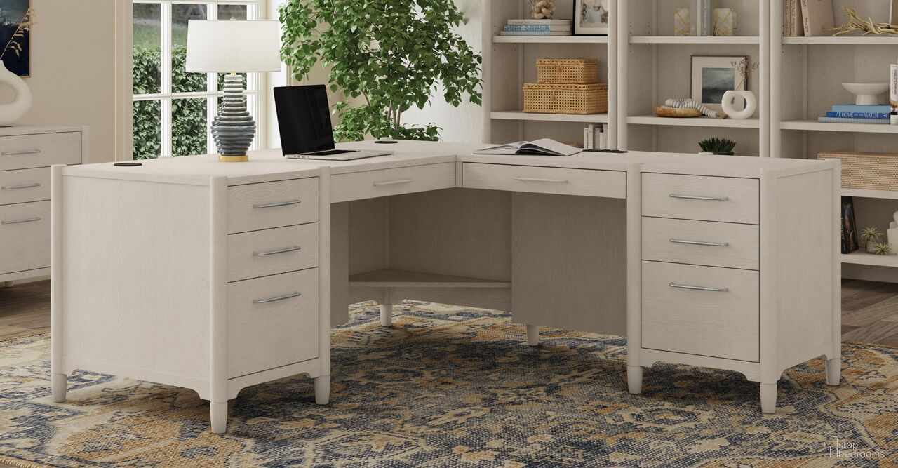 The appearance of Towne Executive Wood Double Pedestal L-Desk In White designed by Martin Furniture in the modern / contemporary interior design. This white piece of furniture  was selected by 1StopBedrooms from Towne Collection to add a touch of cosiness and style into your home. Sku: IMTO684R-KIT. Material: Wood.