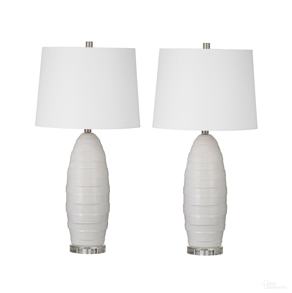 Traditional 30 Inch Tall Textured Table Lamp Set of 2 with Linen Shades In Cream