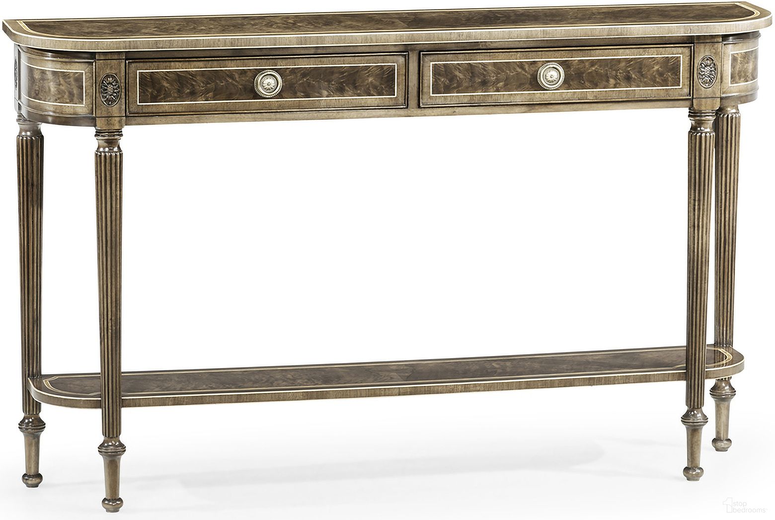 The appearance of Traditional Buckingham Classic Regency Console Table In Bleached Mahogany designed by Jonathan Charles in the traditional interior design. This mahogany piece of furniture was selected by 1StopBedrooms from Traditional Collection to add a touch of cosiness and style into your home. Sku: 494600-MBL. Material: Wood.
