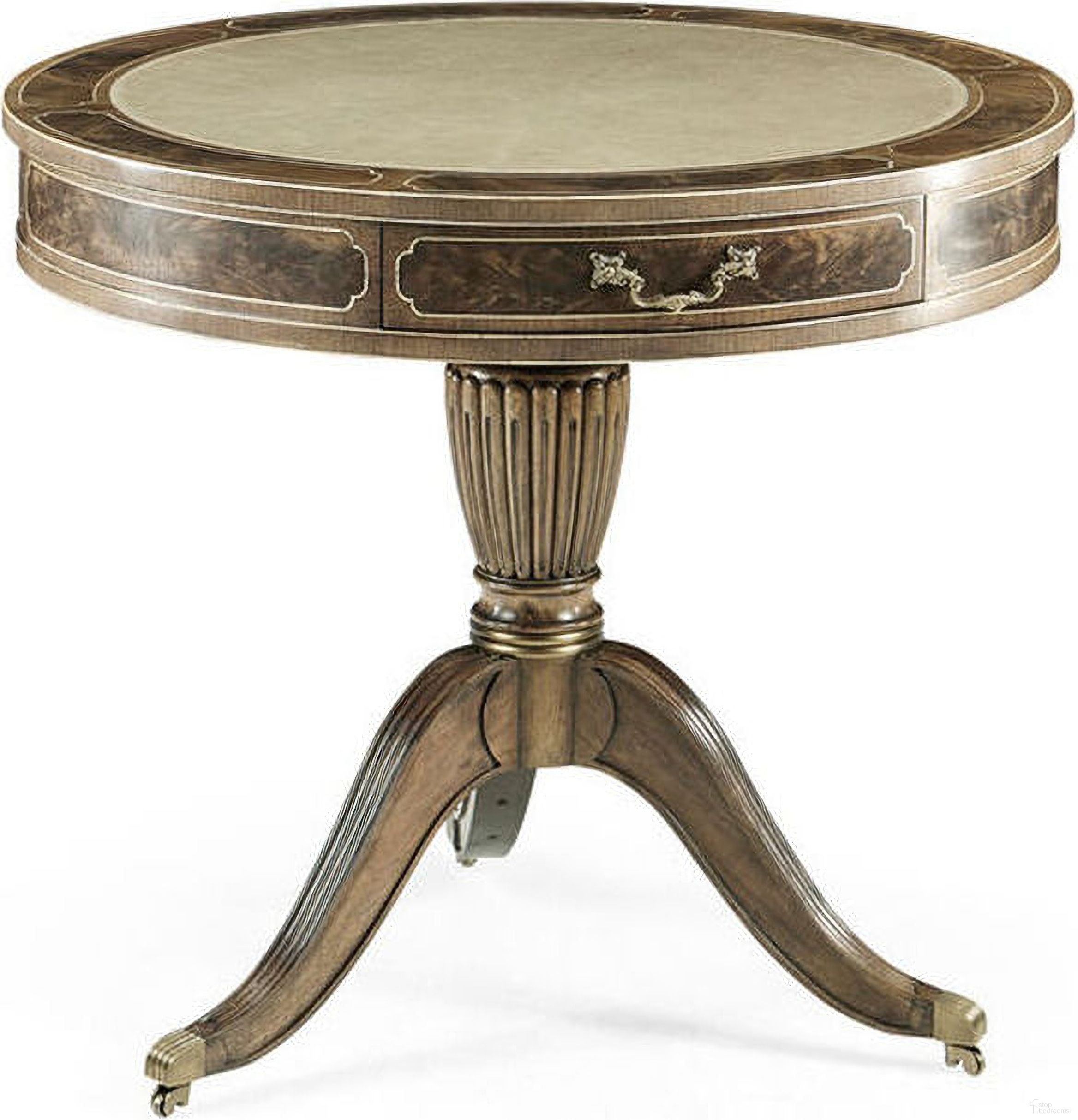 The appearance of Traditional Buckingham Drum Table In Bleached Mahogany designed by Jonathan Charles in the traditional interior design. This mahogany piece of furniture was selected by 1StopBedrooms from Traditional Collection to add a touch of cosiness and style into your home. Sku: 492611-MBL-L030. Material: Leather.