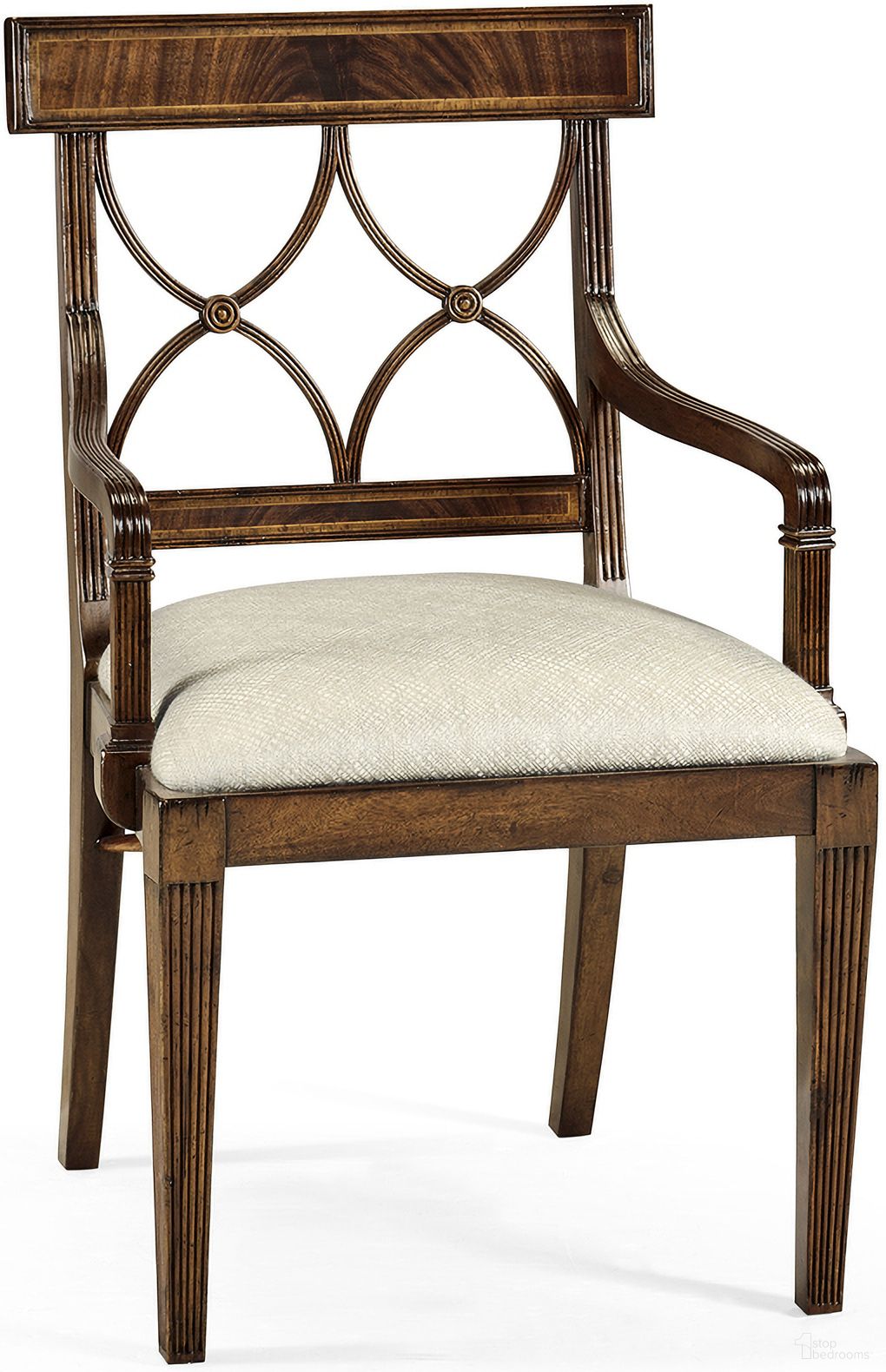 The appearance of Traditional Buckingham Regency Curved Back Arm Chair In Mahogany designed by Jonathan Charles in the traditional interior design. This mahogany piece of furniture was selected by 1StopBedrooms from Traditional Collection to add a touch of cosiness and style into your home. Sku: 494347-AC-MAH-F200. Material: Fabric. Chair Type: Arm Chair.