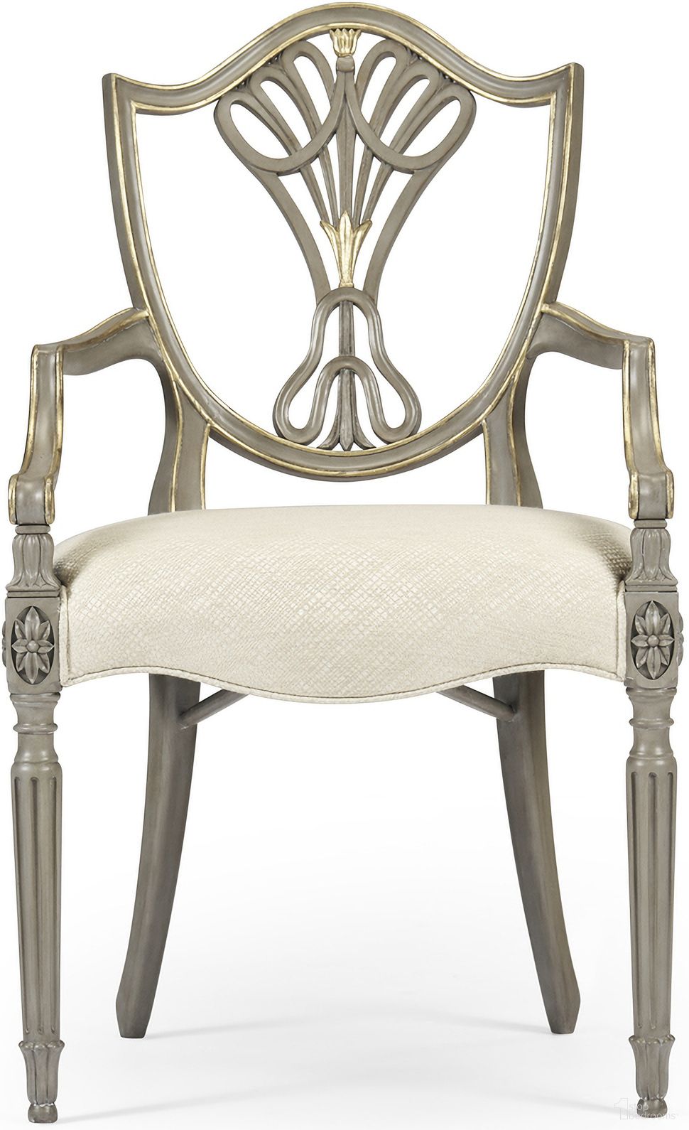 Traditional Buckingham Sheraton Gilded Dining Armchair In Grey by ...