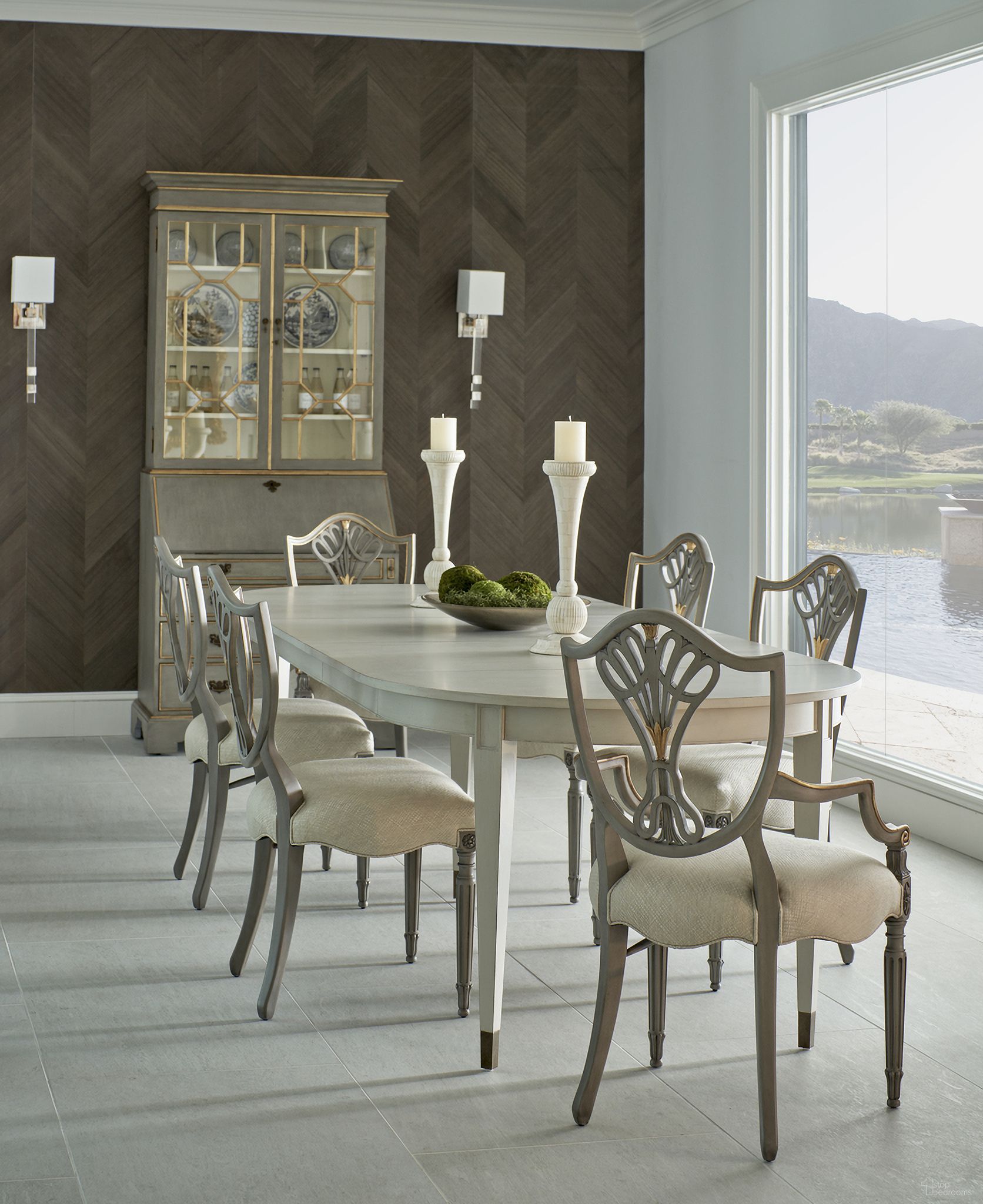 Traditional Buckingham Sheraton Gilded Dining Armchair In Grey by ...