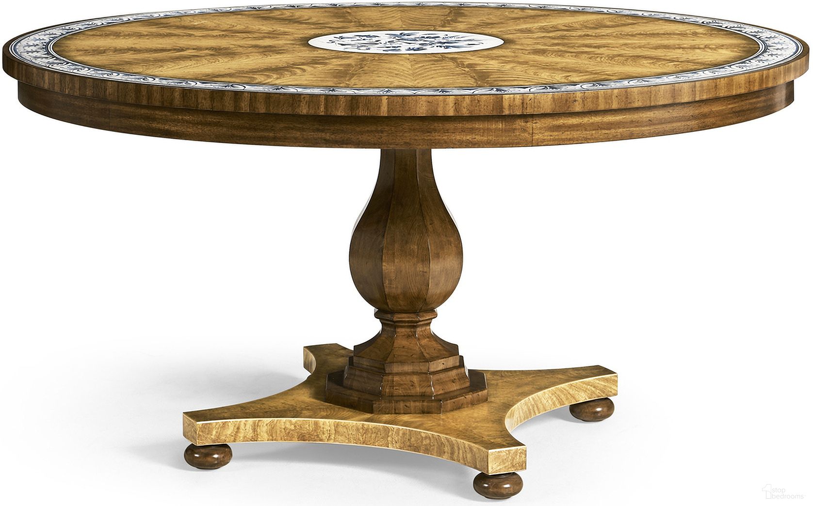 The appearance of Traditional Vermeer Pedestal Round Dining Table In Brown designed by Jonathan Charles in the traditional interior design. This brown piece of furniture was selected by 1StopBedrooms from Traditional Collection to add a touch of cosiness and style into your home. Sku: 007-2-D00-DCJ. Table Base Style: Pedestal. Table Top Shape: Round. Material: Wood. Size: 58".