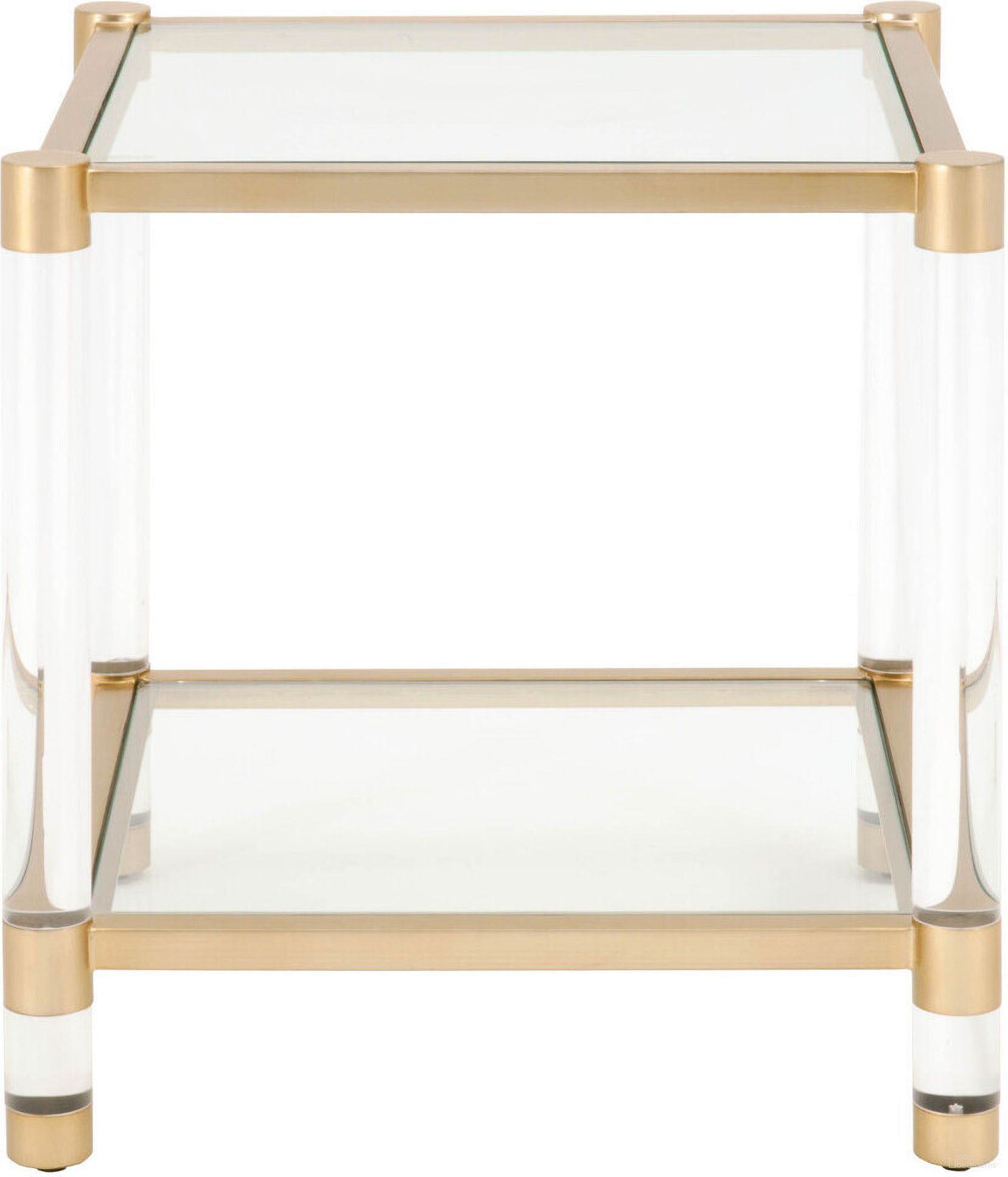 The appearance of Traditions Nouveau End Table In Brushed Brass and Clear designed by Essentials For Living in the transitional interior design. This brushed brass/clear piece of furniture was selected by 1StopBedrooms from Traditions Collection to add a touch of cosiness and style into your home. Sku: 6074.BBRS/CLR. Material: Steel.