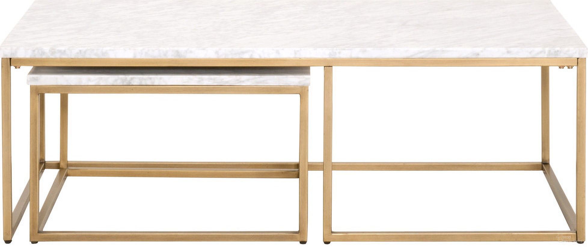 The appearance of Traditions Carrera Nesting Coffee Table In White and Brushed Gold designed by Essentials For Living in the transitional interior design. This white/brushed gold piece of furniture was selected by 1StopBedrooms from Traditions Collection to add a touch of cosiness and style into your home. Sku: 6100.BGLD/WHT. Material: Marble.