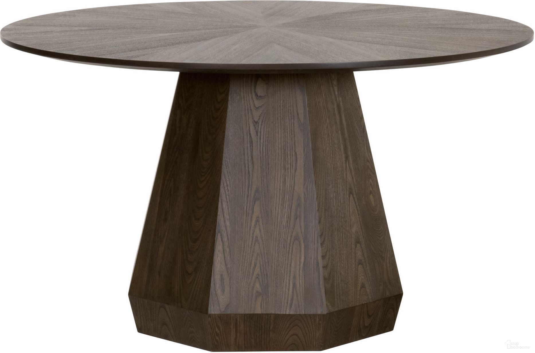 The appearance of Traditions Coulter 54 Inch Round Dining Table In Ash Brown designed by Essentials For Living in the transitional interior design. This ash brown piece of furniture  was selected by 1StopBedrooms from Traditions Collection to add a touch of cosiness and style into your home. Sku: 6064.BBRN. Table Base Style: Pedestal. Table Top Shape: Round. Material: MDF. Size: 54".