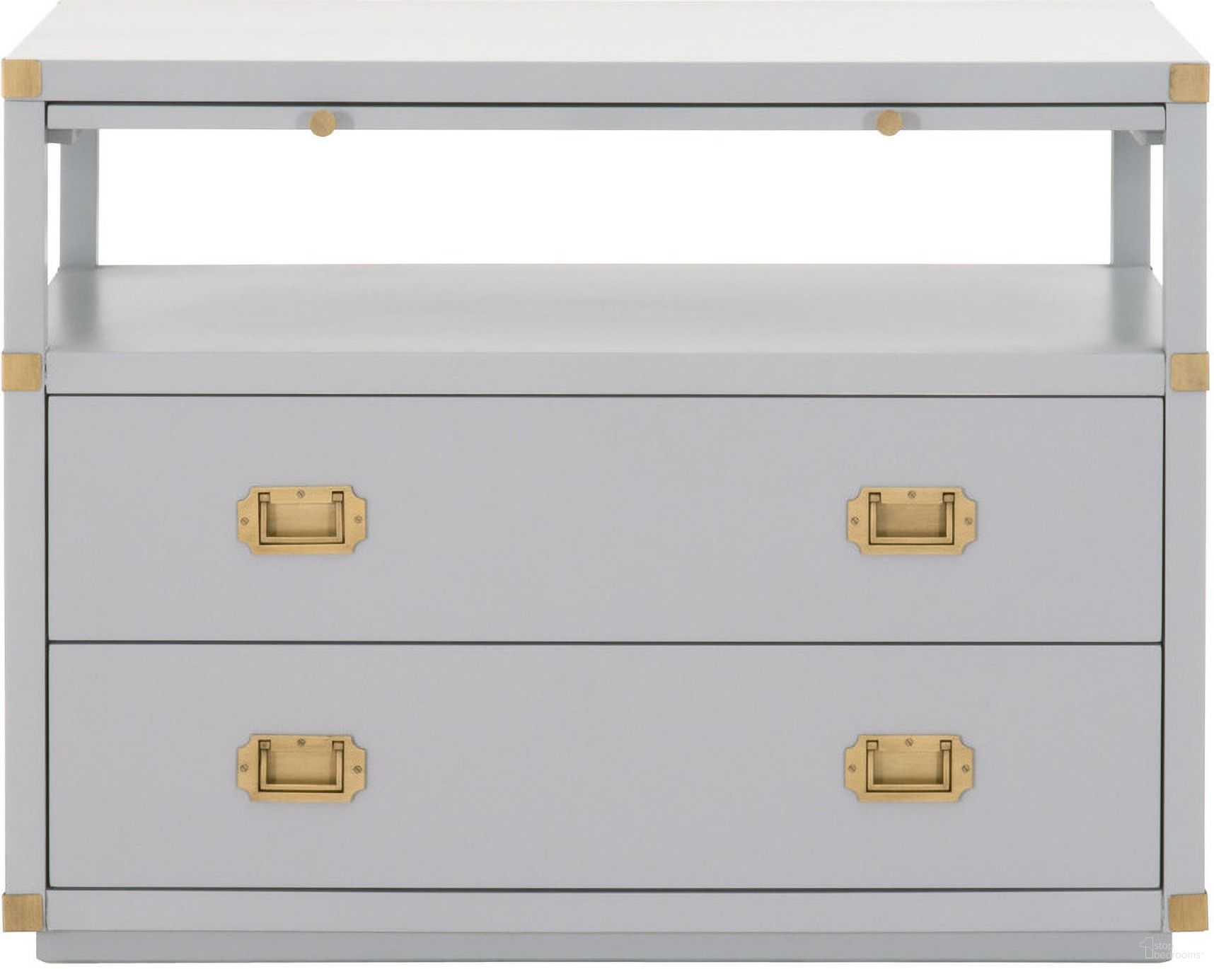 The appearance of Traditions Bradley 2 Drawer Nightstand In Dove Gray designed by Essentials For Living in the transitional interior design. This dove gray piece of furniture was selected by 1StopBedrooms from Traditions Collection to add a touch of cosiness and style into your home. Sku: 6131.DGR/BGLD. Material: Acacia Wood.