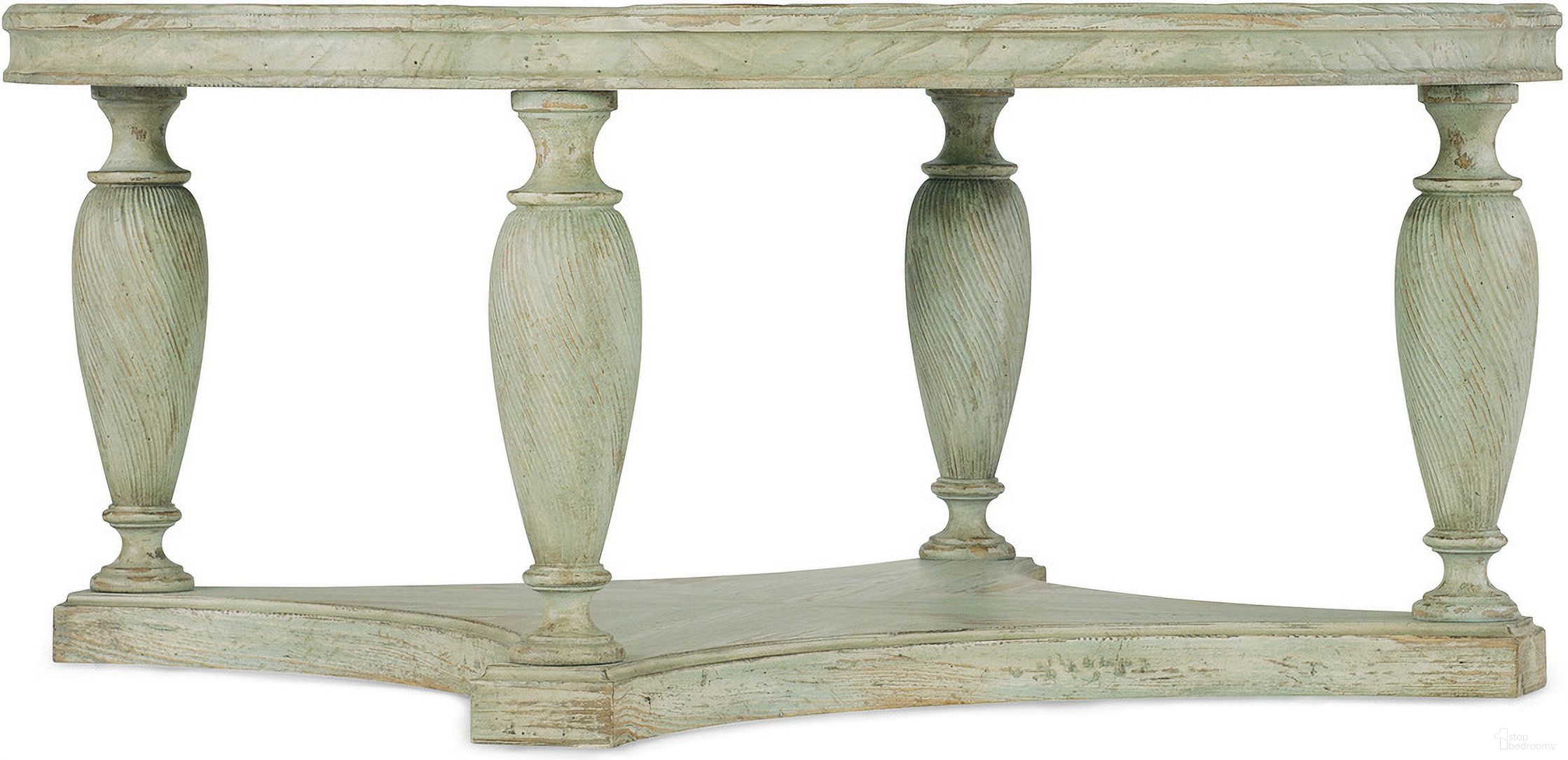 The appearance of Traditions Round Cocktail Table In Green designed by Hooker in the traditional interior design. This green piece of furniture was selected by 1StopBedrooms from Traditions Collection to add a touch of cosiness and style into your home. Sku: 5961-80111-35. Material: Pine.