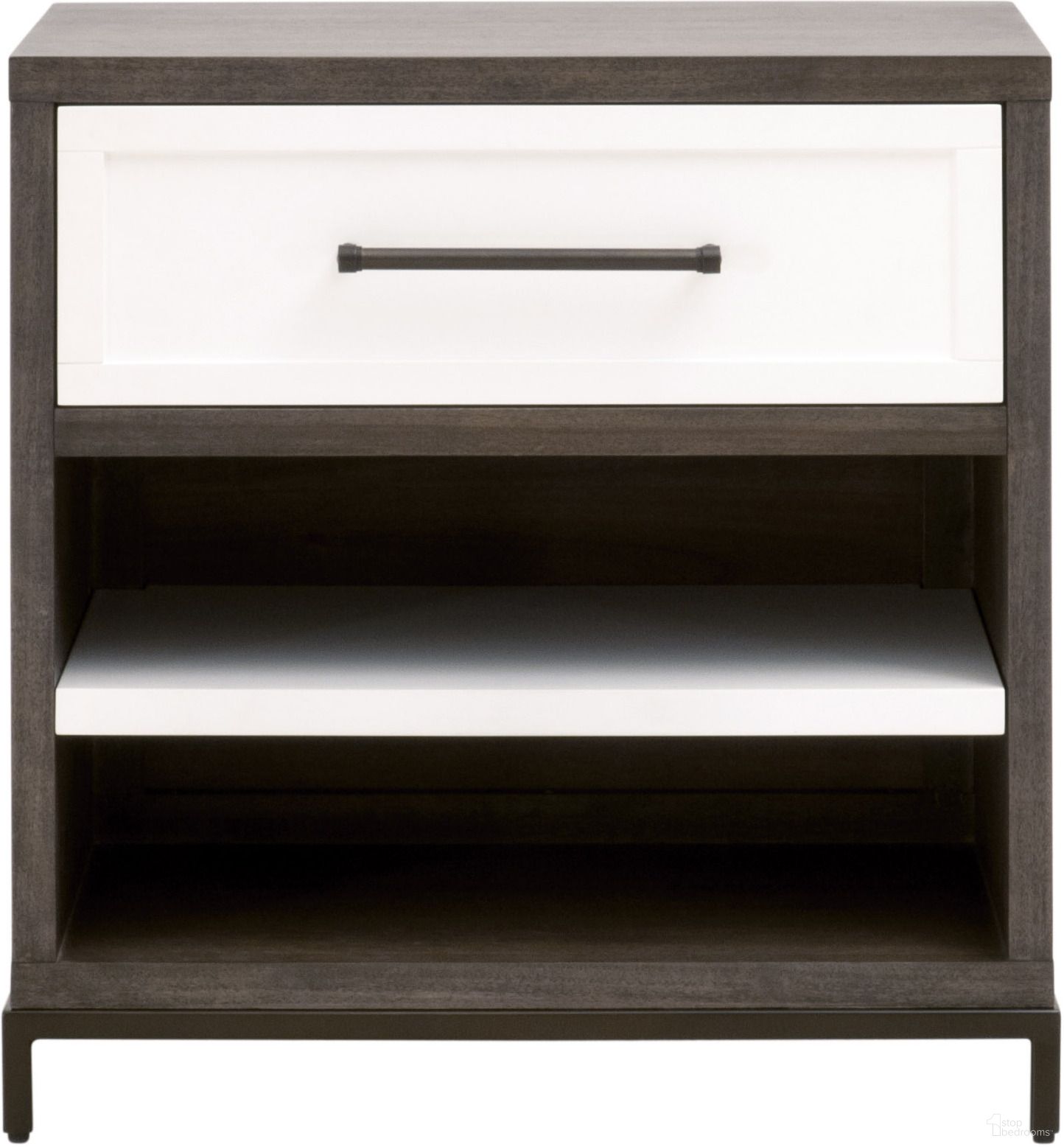 The appearance of Traditions Wrenn 1 Drawer Nightstand In Brown Acacia and White designed by Essentials For Living in the transitional interior design. This brown acacia/white piece of furniture was selected by 1StopBedrooms from Traditions Collection to add a touch of cosiness and style into your home. Sku: 6139.BBRN/WHT-AB. Material: Acacia.