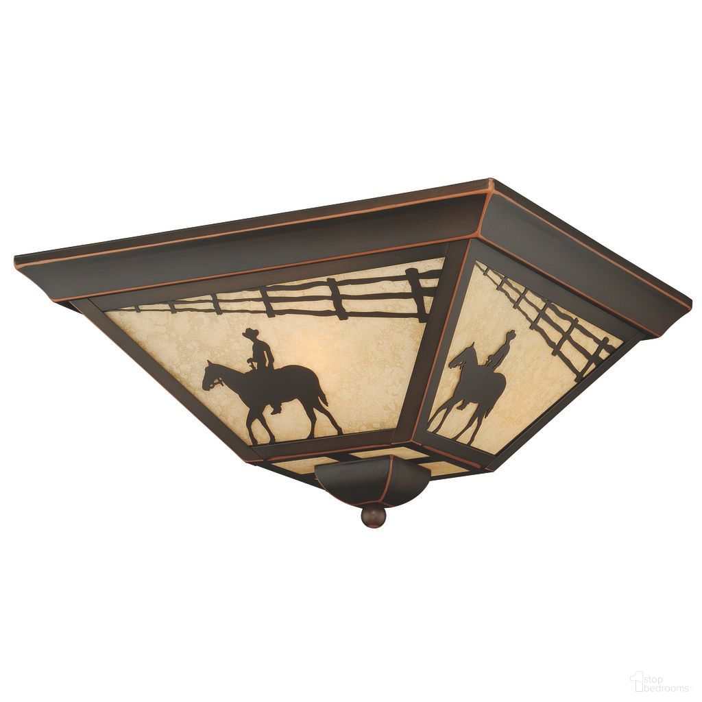 The appearance of Trail 14 Inch Horse Outdoor Flush Mount Ceiling Light In Burnished Bronze designed by Vaxcel in the rustic / southwestern interior design. This burnished bronze piece of furniture was selected by 1StopBedrooms from Trail Collection to add a touch of cosiness and style into your home. Sku: T0109. Material: Steel.