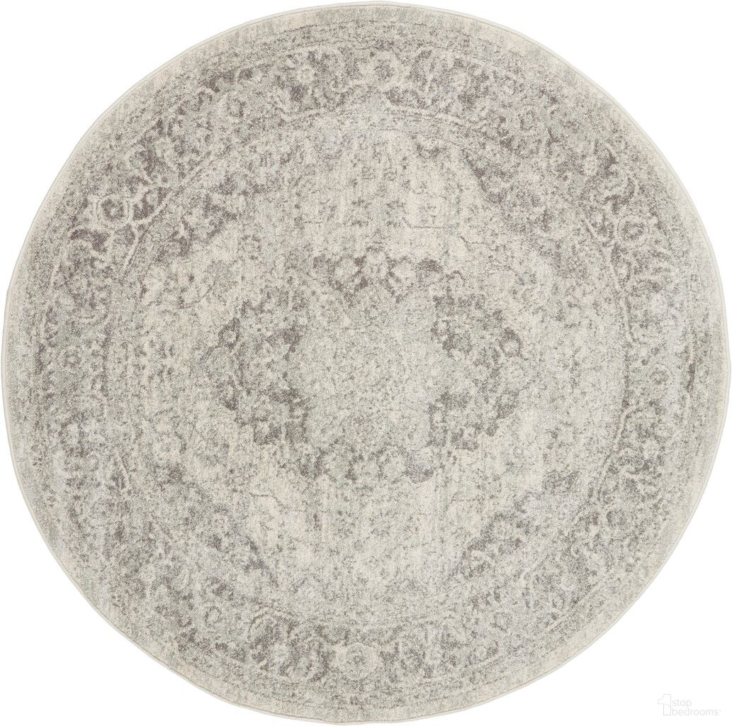 Tranquil 7'10" x 7'10" Round Indoor Rug In Ivory and Grey
