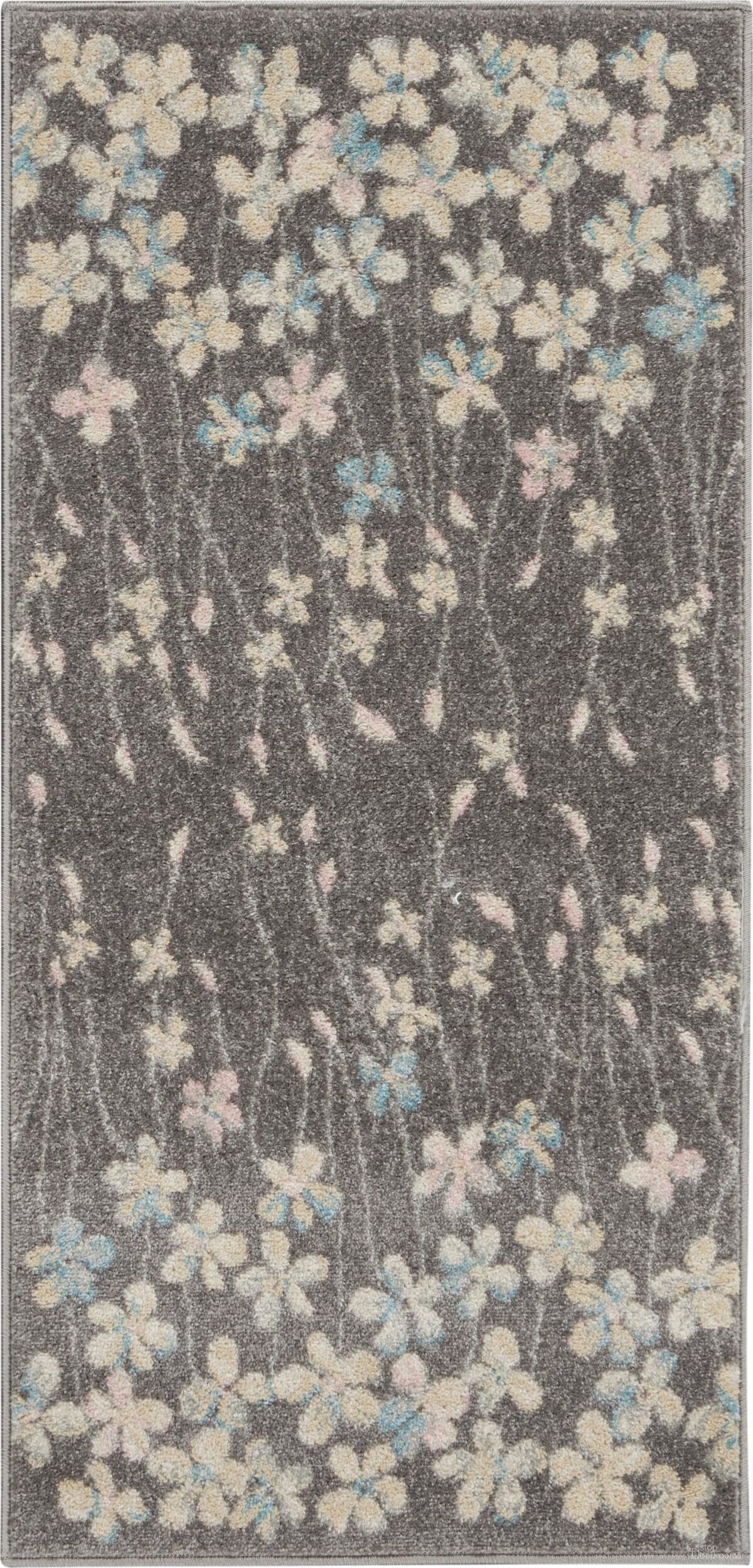 Tranquil Grey and Beige 2' x 4' Contemporary Area Rug