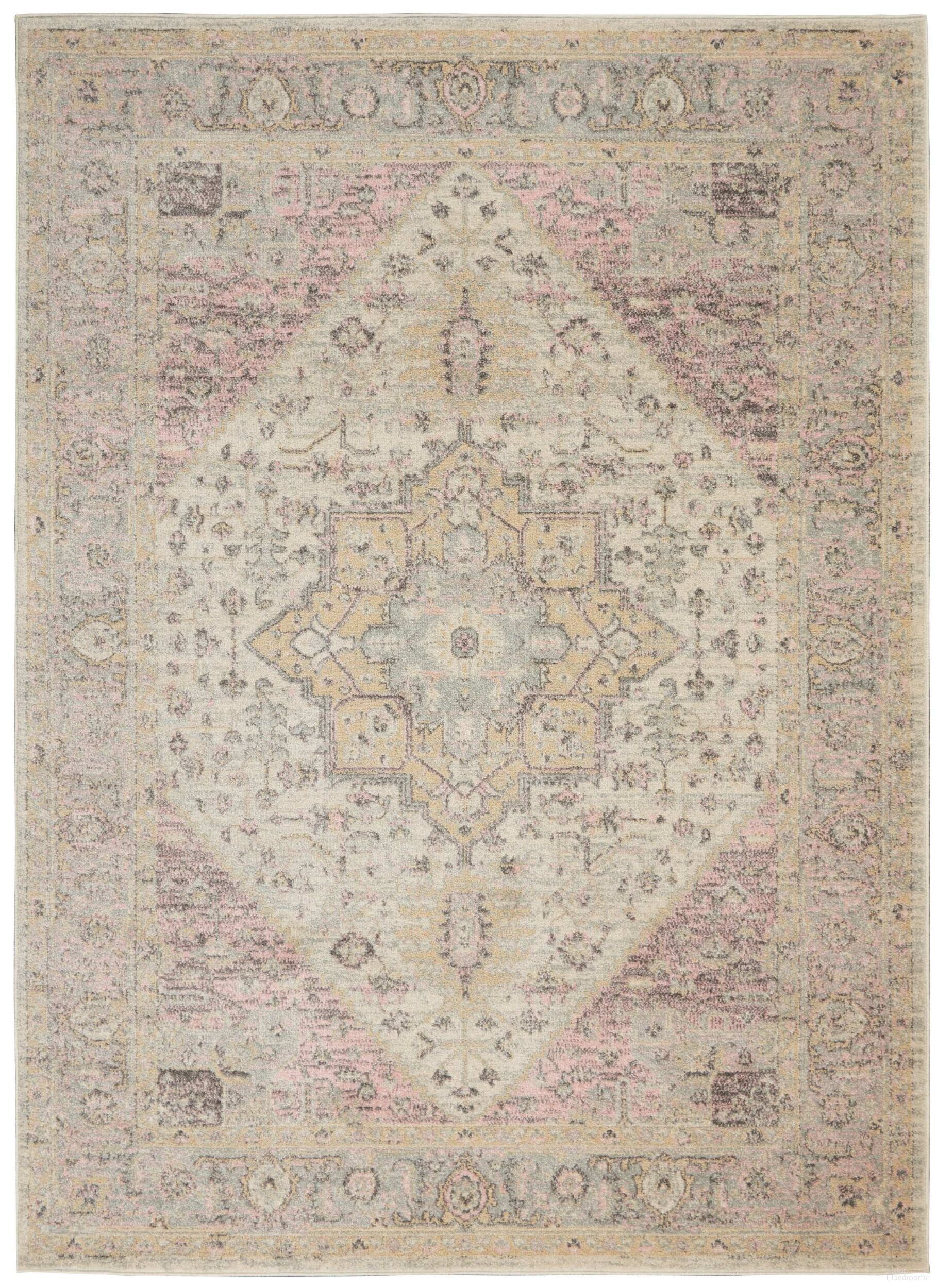 Tranquil Ivory and Pink 4' x 6' Area Rug