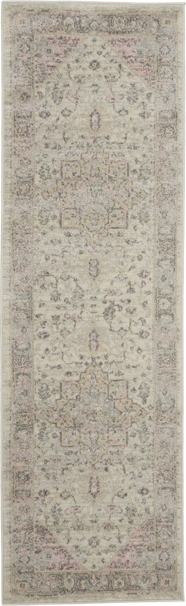 Tranquil Ivory and Pink 2'3" x 7'3" Runner Area Rug