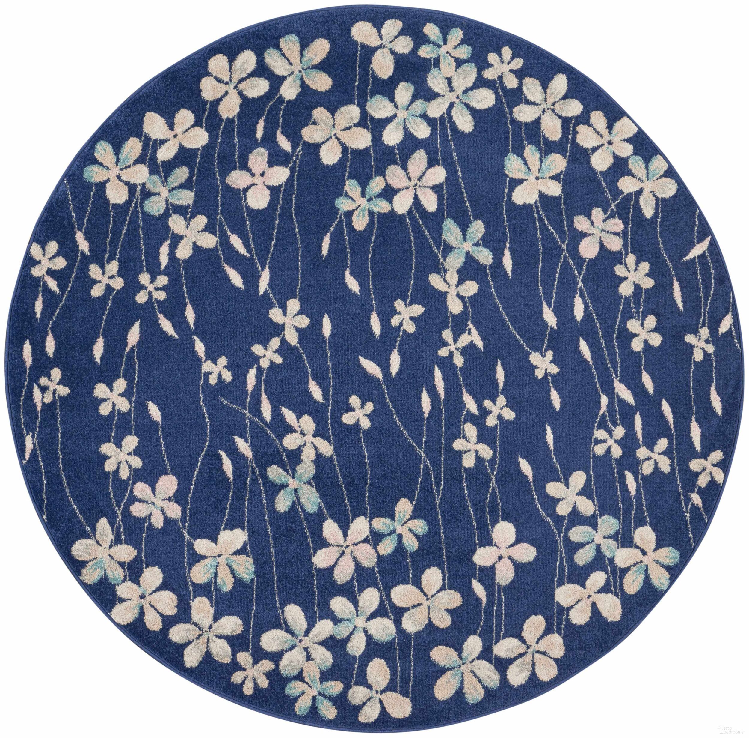 Tranquil Navy 5'3" x 5'3" Round Contemporary Area Rug