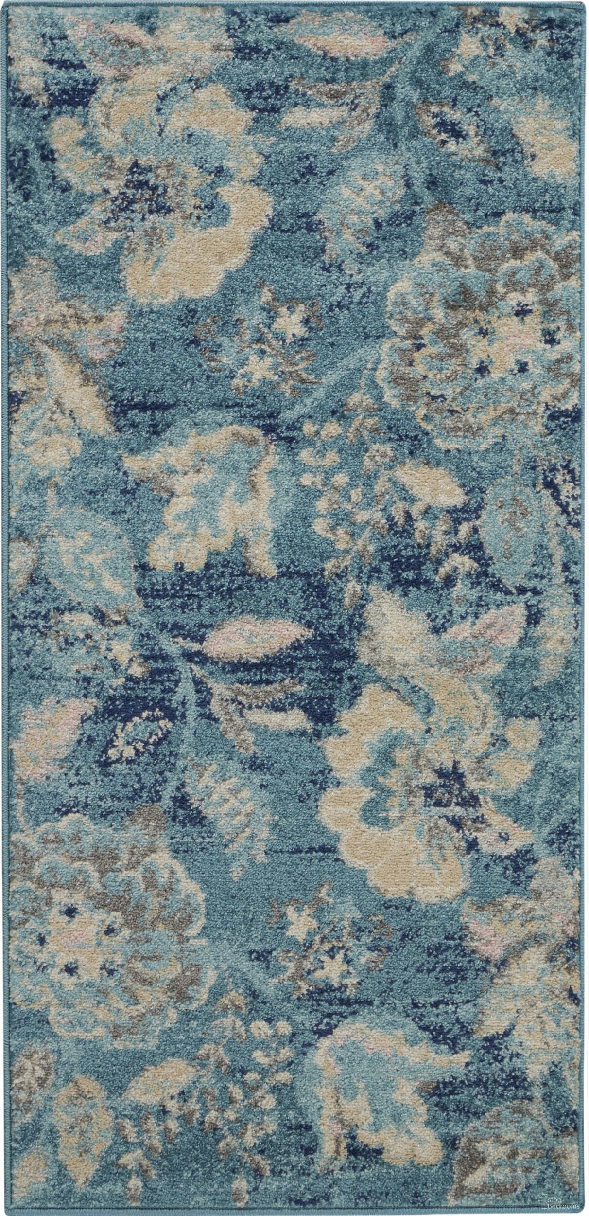 Tranquil Turquoise 2' x 4' Vintage Area Rug