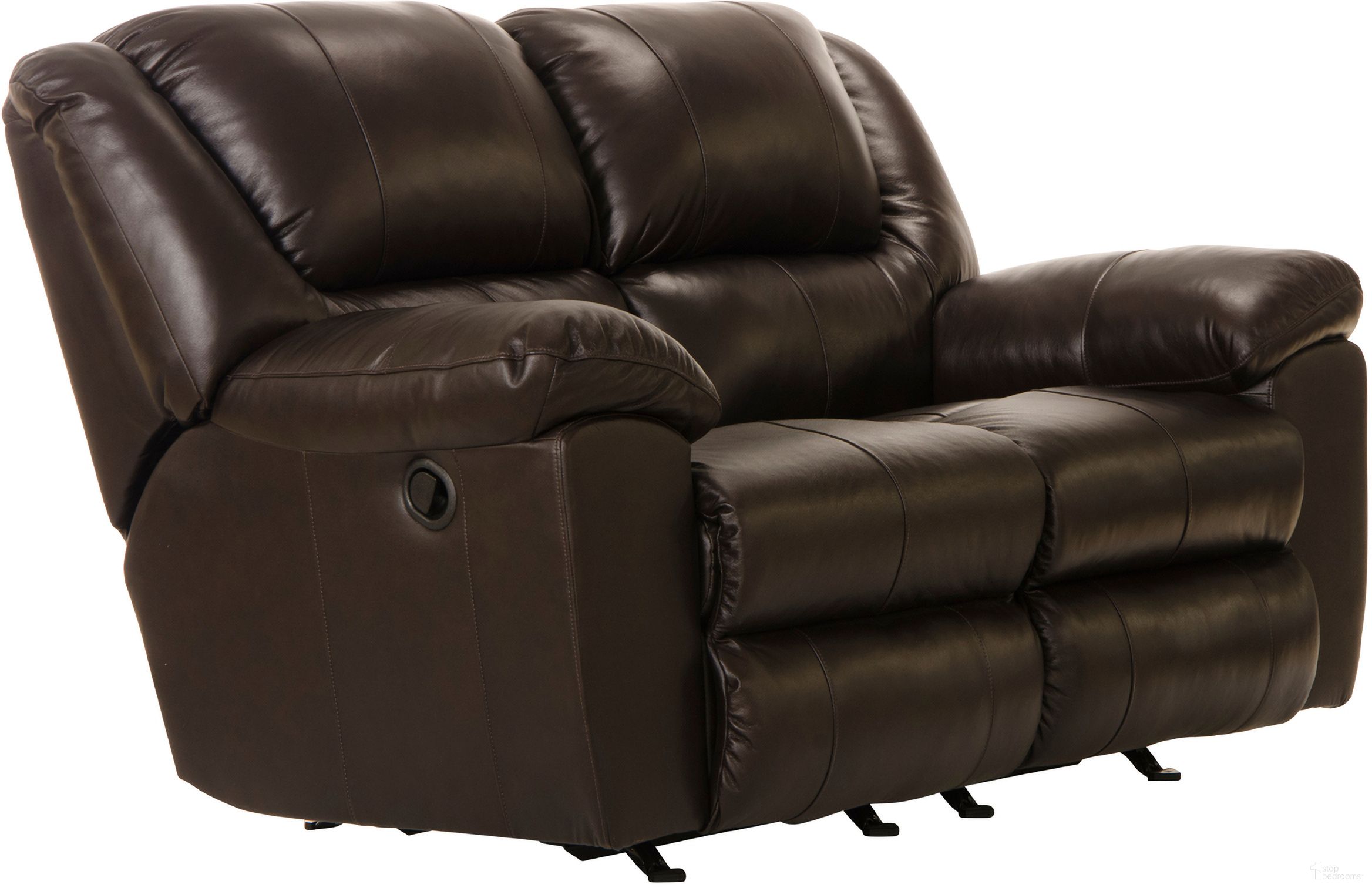 The appearance of Transformer II Chocolate Leather Rocking Reclining Loveseat designed by Catnapper in the transitional interior design. This brown piece of furniture was selected by 1StopBedrooms from Transformer Ii Collection to add a touch of cosiness and style into your home. Sku: 49122128429308429. Material: Leather.