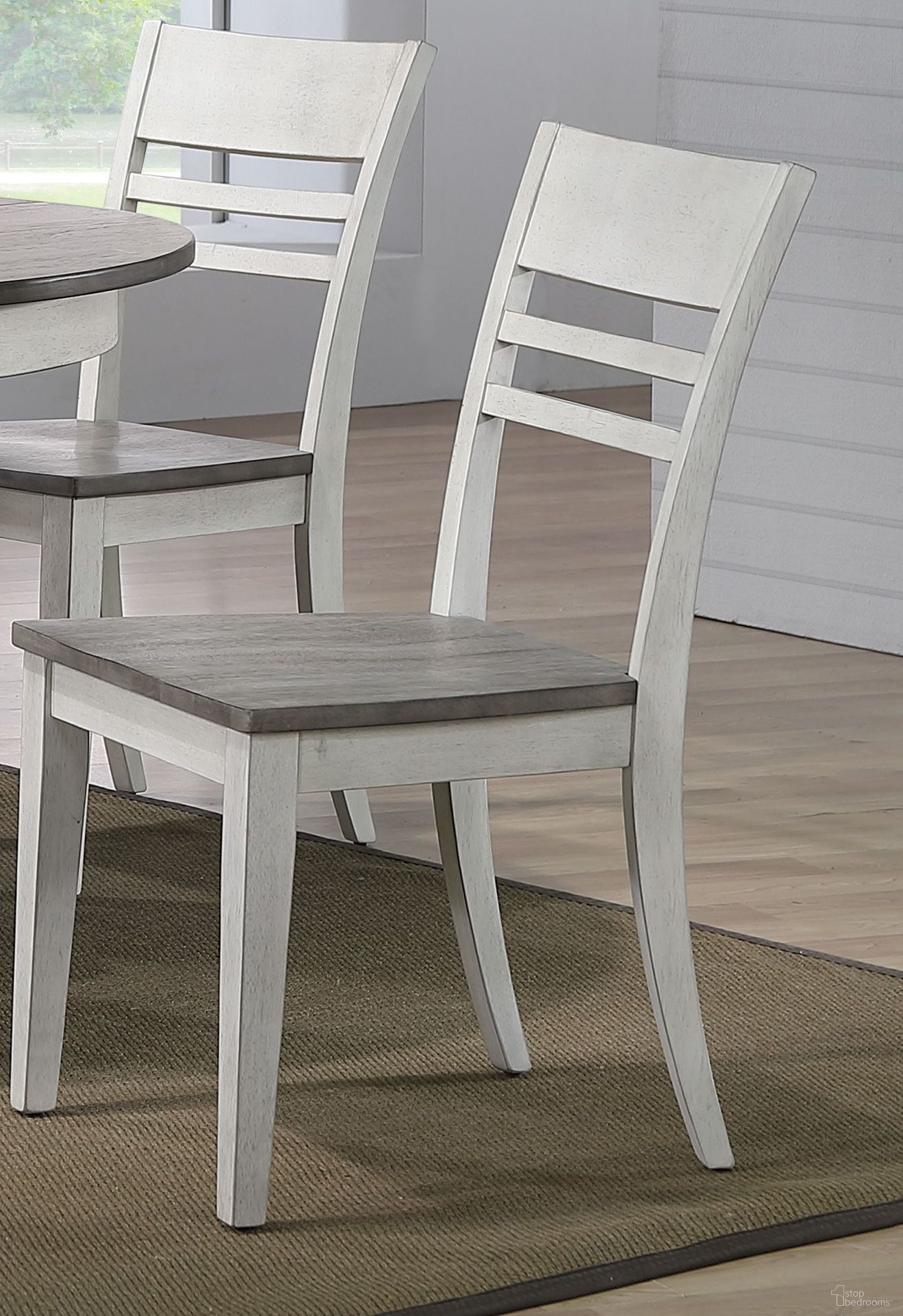 The appearance of Transitional Back Dining Side Chair In Ash and Stormy White - Set of 2 designed by Iconic Furniture in the transitional interior design. This ash and stormy white piece of furniture  was selected by 1StopBedrooms from Ash & Stormy White Collection to add a touch of cosiness and style into your home. Sku: CH63-ASH-STW. Material: Rubberwood. Chair Type: Side Chair.