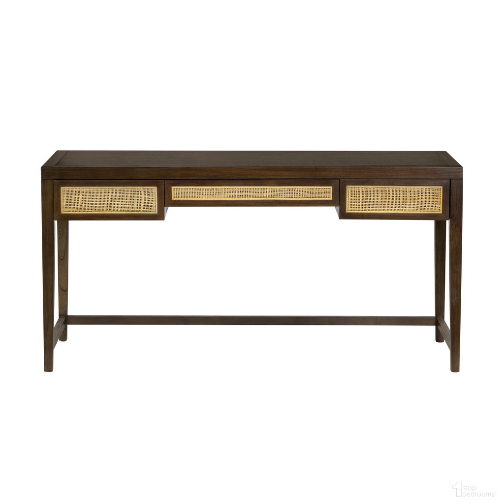 The appearance of Transitional Writing Desk with 3 Drawers In Brown designed by Crestview Collection in the transitional interior design. This brown piece of furniture  was selected by 1StopBedrooms from  to add a touch of cosiness and style into your home. Sku: CVFDR1310. Material: Solid Wood.