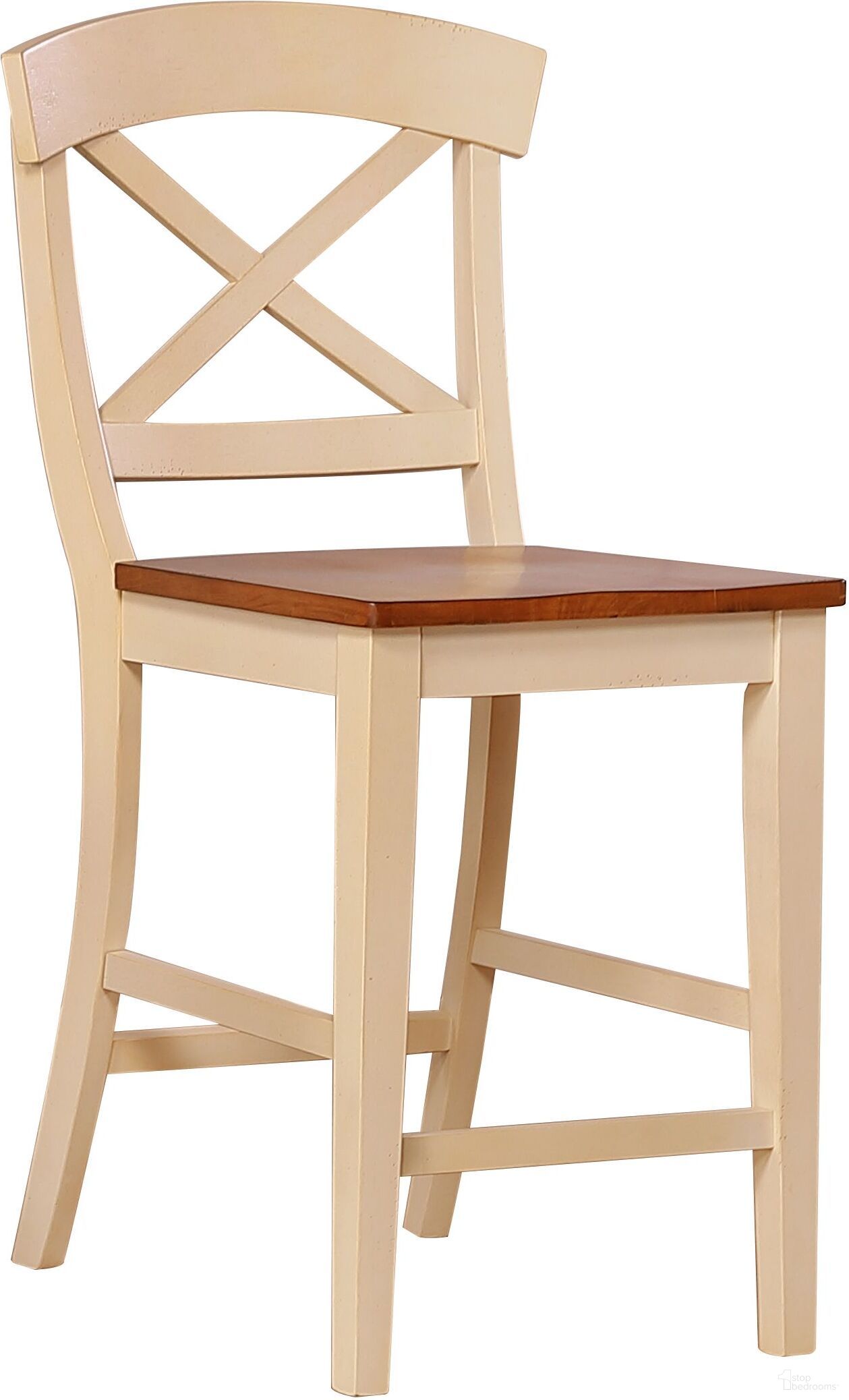 The appearance of Transitional X-Back 24 Inch Counter Stool In Caramel and Biscotti designed by Iconic Furniture in the transitional interior design. This caramel and biscotti piece of furniture was selected by 1StopBedrooms from TR Collection to add a touch of cosiness and style into your home. Sku: STC60-CL-BI. Material: Wood.