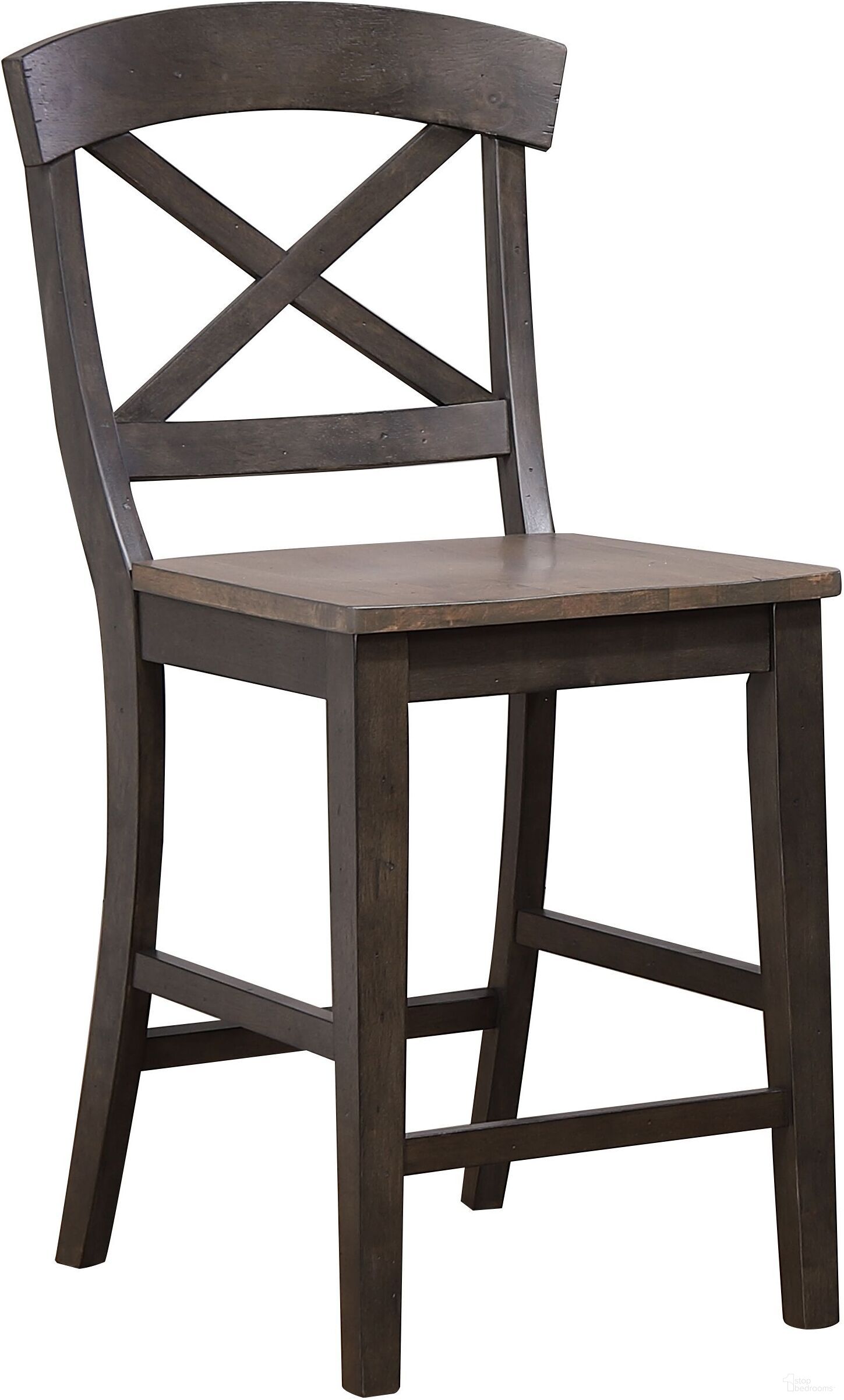 The appearance of Transitional X-Back 24 Inch Counter Stool In Grey Stone and Black Stone designed by Iconic Furniture in the transitional interior design. This grey stone and black stone piece of furniture was selected by 1StopBedrooms from TR Collection to add a touch of cosiness and style into your home. Sku: STC60-GRS-BKS. Material: Wood.