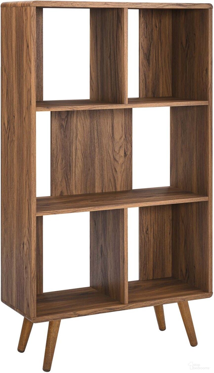 The appearance of Transmit 31 Inch Wood Bookcase In Walnut designed by Modway in the modern / contemporary interior design. This walnut piece of furniture was selected by 1StopBedrooms from Transmit Collection to add a touch of cosiness and style into your home. Sku: EEI-5743-WAL. Material: Rubberwood.