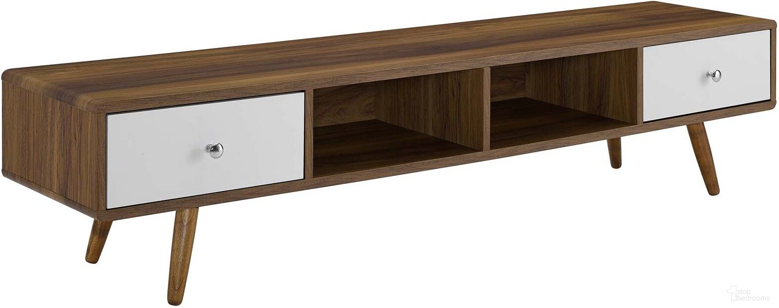 The appearance of Transmit Walnut White 70 Inch Media Console Wood TV Stand designed by Modway in the modern / contemporary interior design. This walnut white piece of furniture  was selected by 1StopBedrooms from Transmit Collection to add a touch of cosiness and style into your home. Sku: EEI-3302-WAL-WHI. Material: MDF.