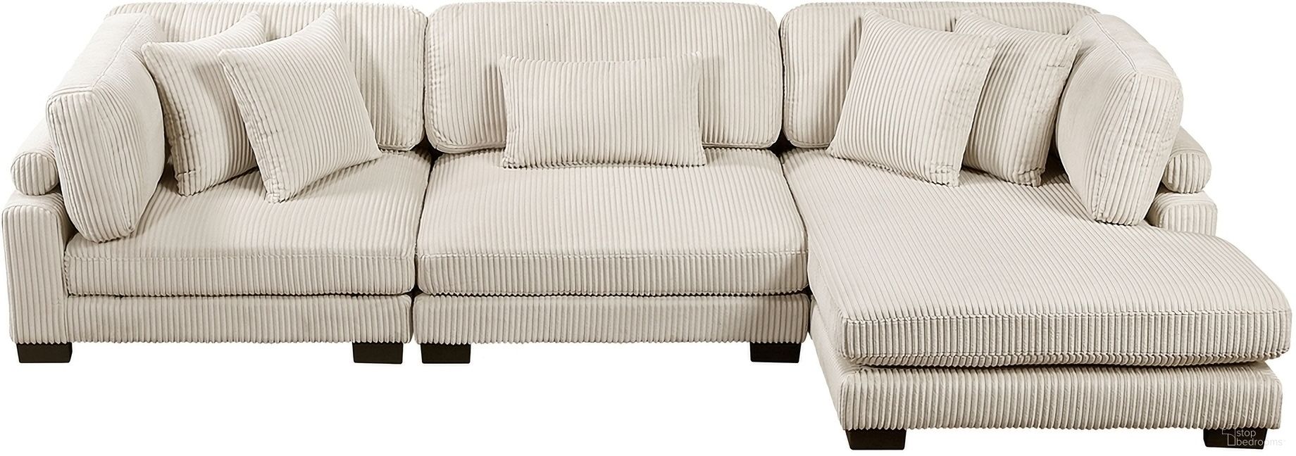 The appearance of Traverse 3-Piece Modular Sectional with Reversible Chaise In Cream designed by Homelegance in the modern / contemporary interior design. This cream piece of furniture  was selected by 1StopBedrooms from Traverse Collection to add a touch of cosiness and style into your home. Sku: 8555BE-CR;8555BE-AC;8555BE-VC. Material: Corduroy.