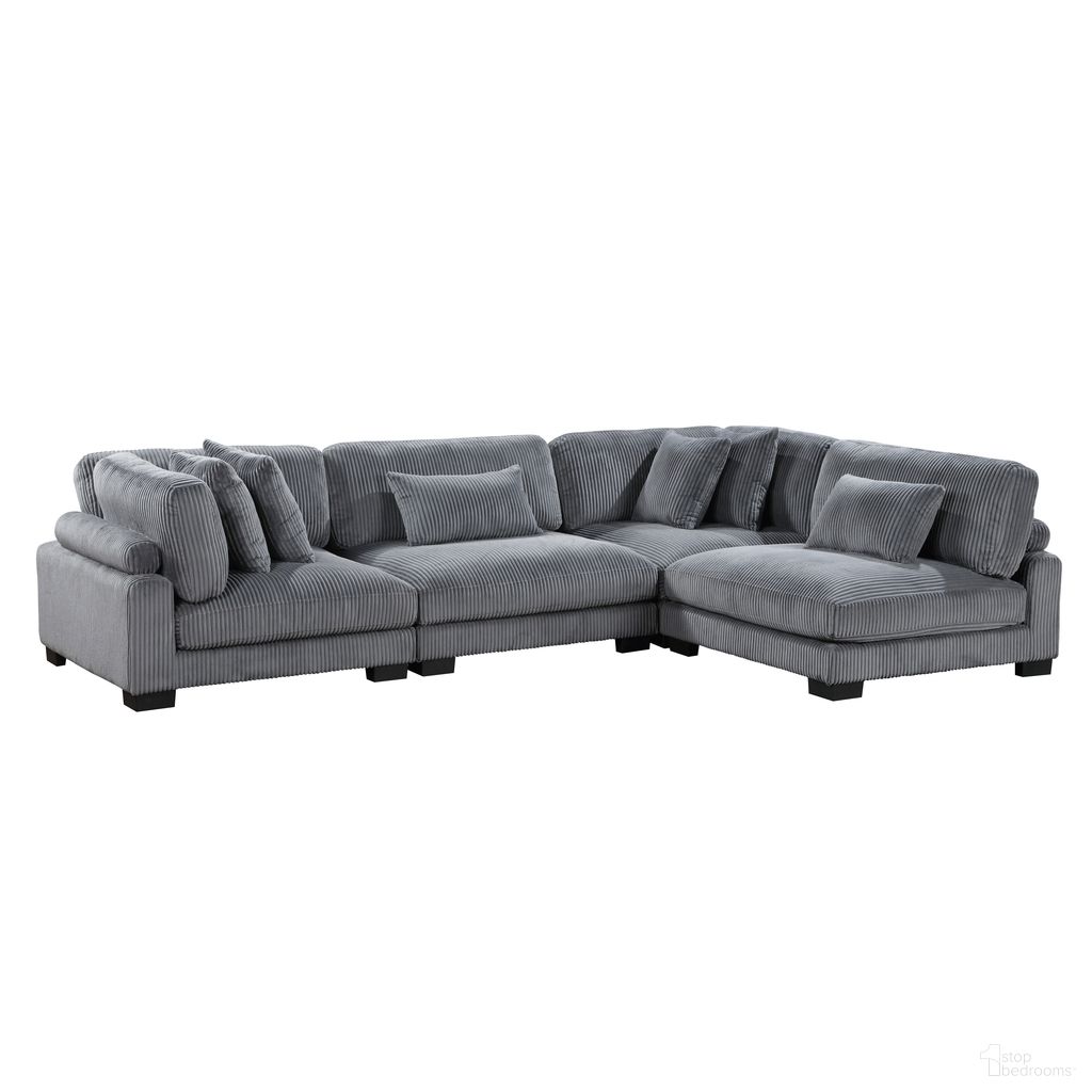 The appearance of Traverse 4-Piece Modular RAF Sectional In Gray designed by Homelegance in the modern / contemporary interior design. This gray piece of furniture was selected by 1StopBedrooms from Traverse Collection to add a touch of cosiness and style into your home. Sku: 8555GY-CR;8555GY-CR;8555GY-AC;8555GY-AC. Layout: L-Shape. Material: Corduroy.