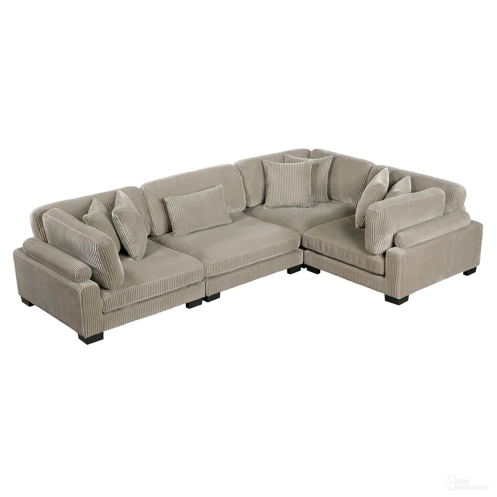 The appearance of Traverse 4-Piece Modular Sectional In Gray designed by Homelegance in the modern / contemporary interior design. This gray piece of furniture  was selected by 1StopBedrooms from Traverse Collection to add a touch of cosiness and style into your home. Sku: 8555GB-CR;8555GB-CR;8555GB-CR;8555GB-AC. Material: Corduroy.
