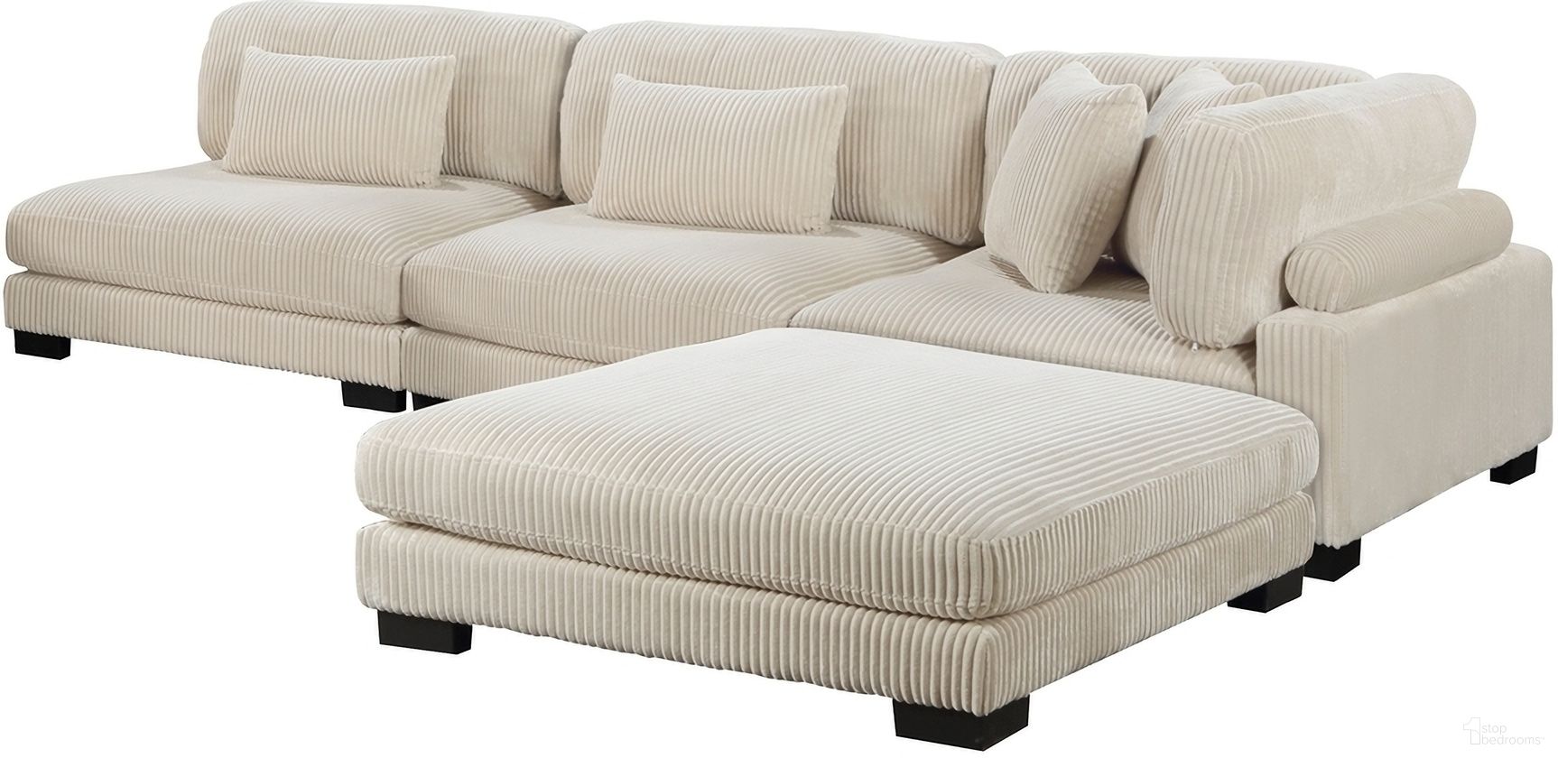 The appearance of Traverse 4-Piece Modular Sectional with Ottoman In Beige designed by Homelegance in the modern / contemporary interior design. This beige piece of furniture was selected by 1StopBedrooms from Traverse Collection to add a touch of cosiness and style into your home. Sku: 8555BE-CR;8555BE-AC;8555BE-AC;8555BE-4. Material: Corduroy.