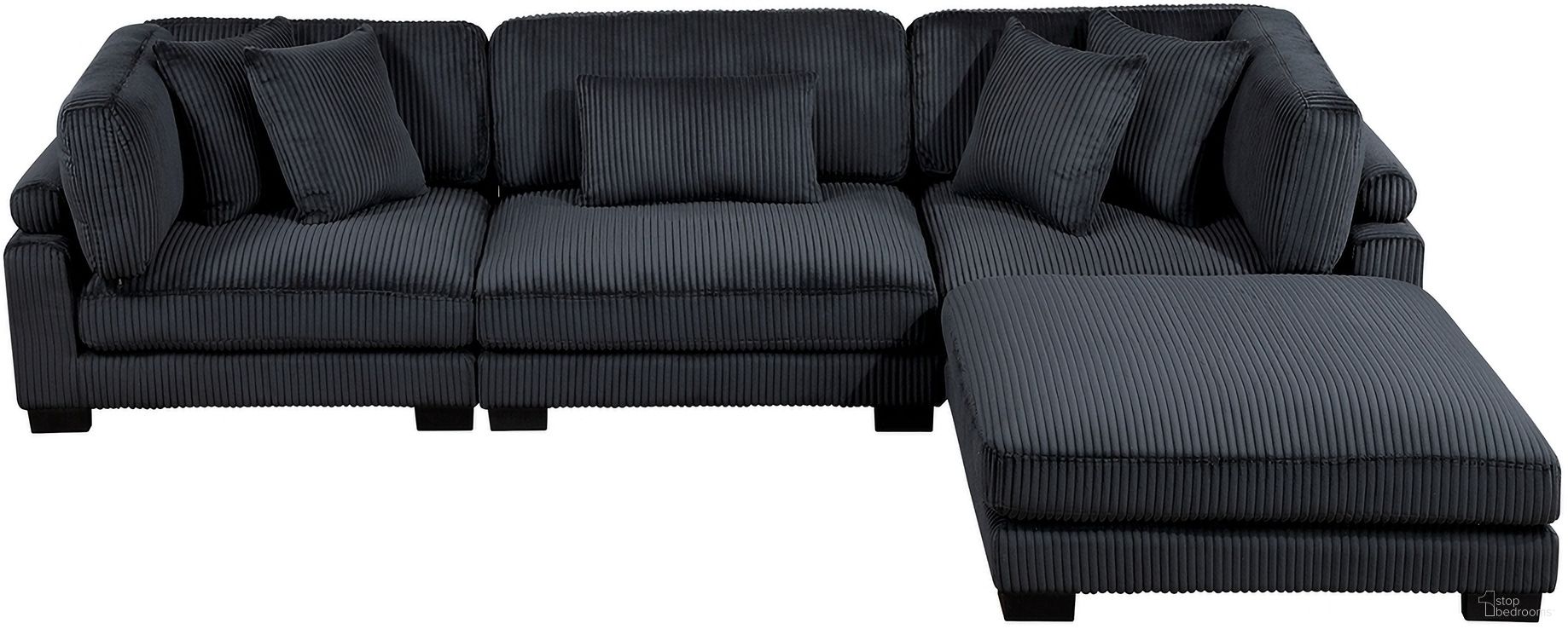 The appearance of Traverse 4-Piece Modular Sectional with Ottoman In Black designed by Homelegance in the modern / contemporary interior design. This black piece of furniture was selected by 1StopBedrooms from Traverse Collection to add a touch of cosiness and style into your home. Sku: 8555BK-AC;8555BK-CR;8555BK-CR;8555BK-4. Material: Corduroy.