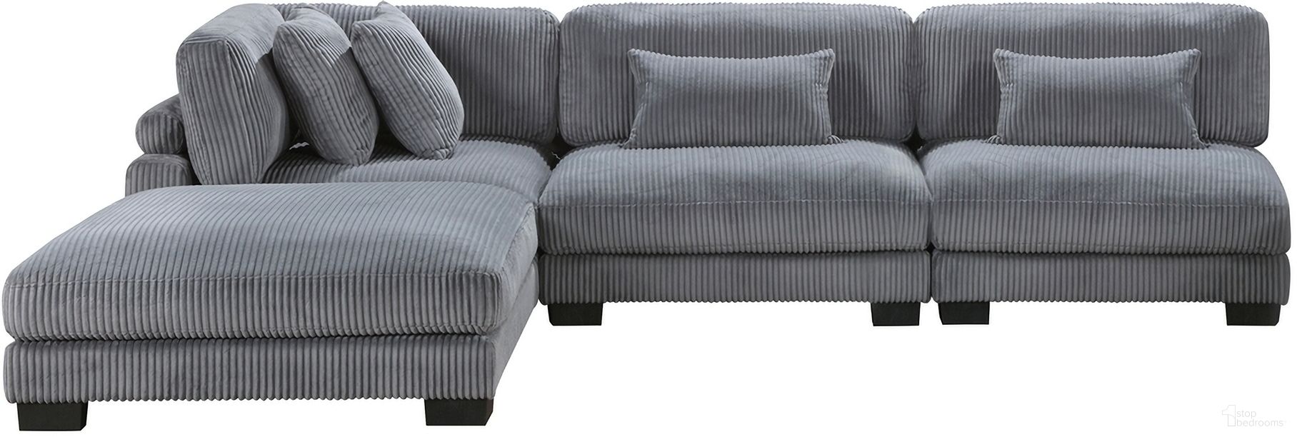 The appearance of Traverse 4-Piece Modular Sectional with Ottoman In Gray designed by Homelegance in the modern / contemporary interior design. This gray piece of furniture was selected by 1StopBedrooms from Traverse Collection to add a touch of cosiness and style into your home. Sku: 8555GY-CR;8555GY-AC;8555GY-AC;8555GY-4. Material: Corduroy.