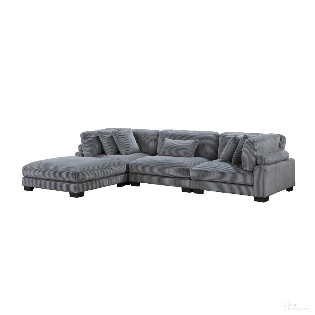 The appearance of Traverse 4-Piece Modular Sectional with Ottoman In Gray designed by Homelegance in the modern / contemporary interior design. This gray piece of furniture was selected by 1StopBedrooms from Traverse Collection to add a touch of cosiness and style into your home. Sku: 8555GY-AC;8555GY-CR;8555GY-CR;8555GY-4. Material: Corduroy.