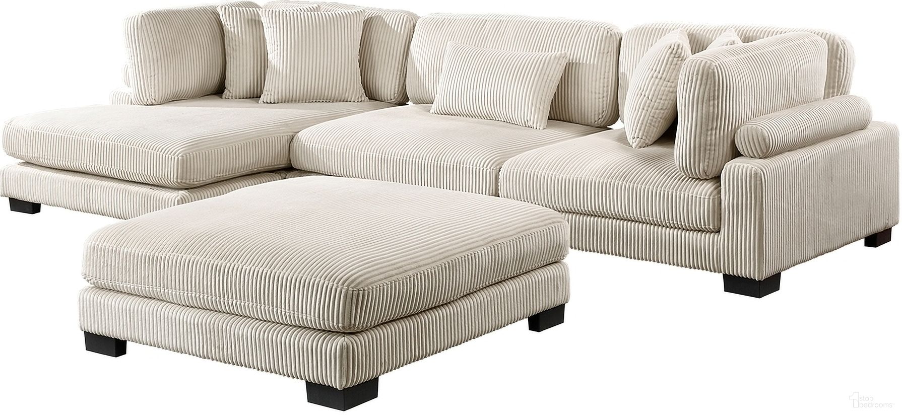 The appearance of Traverse 4-Piece Modular Sectional with Reversible Chaise and Ottoman In Beige designed by Homelegance in the modern / contemporary interior design. This beige piece of furniture was selected by 1StopBedrooms from Traverse Collection to add a touch of cosiness and style into your home. Sku: 8555BE-CR;8555BE-AC;8555BE-VC;8555BE-4. Material: Corduroy.