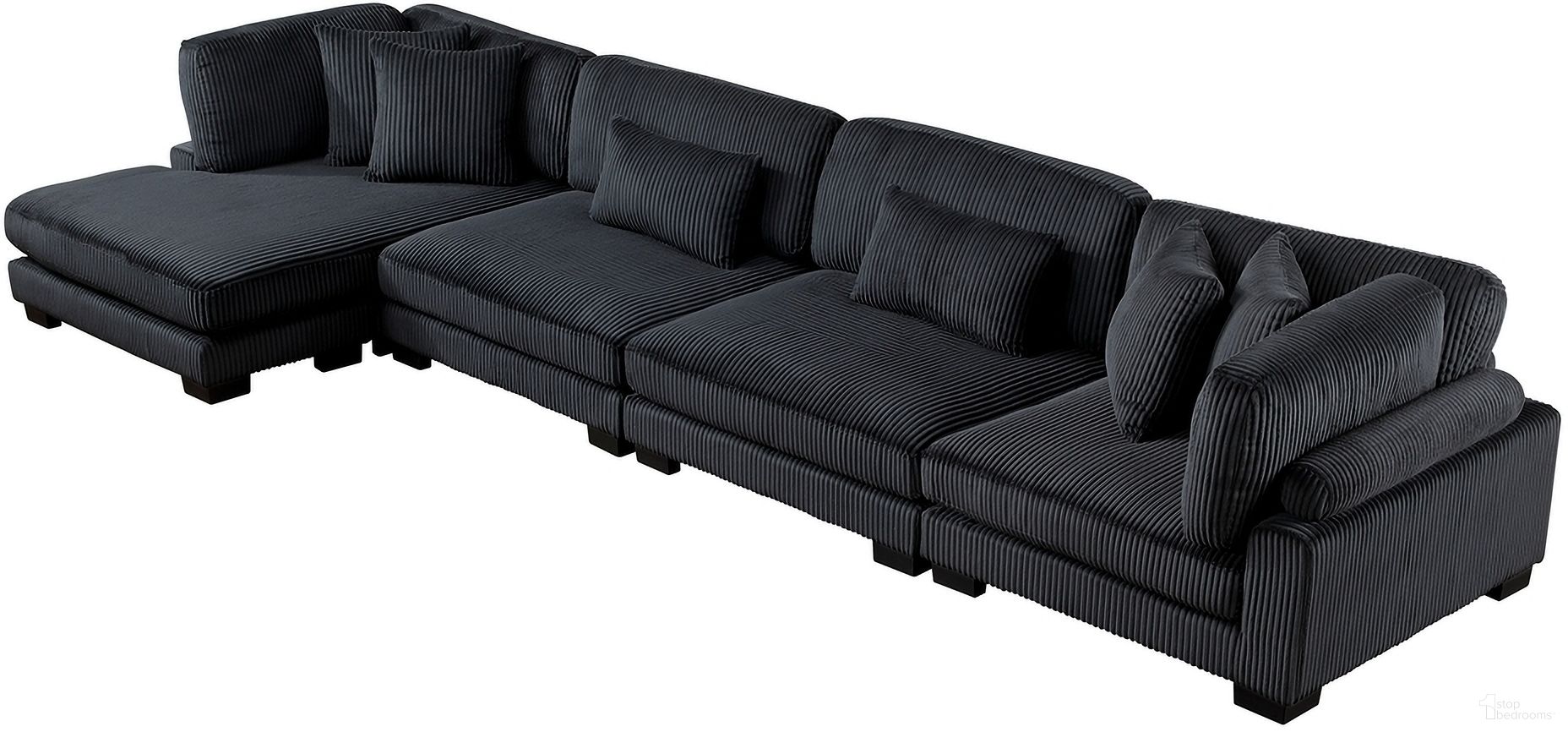 The appearance of Traverse 4-Piece Modular Sectional with Reversible Chaise In Black designed by Homelegance in the modern / contemporary interior design. This black piece of furniture was selected by 1StopBedrooms from Traverse Collection to add a touch of cosiness and style into your home. Sku: 8555BK-CR;8555BK-AC;8555BK-AC;8555BK-VC. Material: Corduroy.