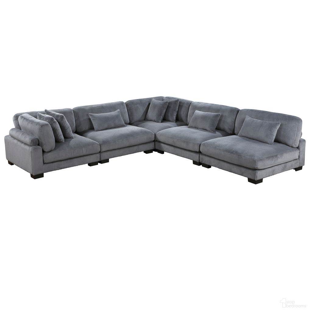 The appearance of Traverse 5-Piece Modular Sectional In Gray designed by Homelegance in the modern / contemporary interior design. This gray piece of furniture  was selected by 1StopBedrooms from Traverse Collection to add a touch of cosiness and style into your home. Sku: 8555GY-AC;8555GY-AC;8555GY-AC;8555GY-CR;8555GY-CR. Layout: L-Shape. Material: Corduroy.