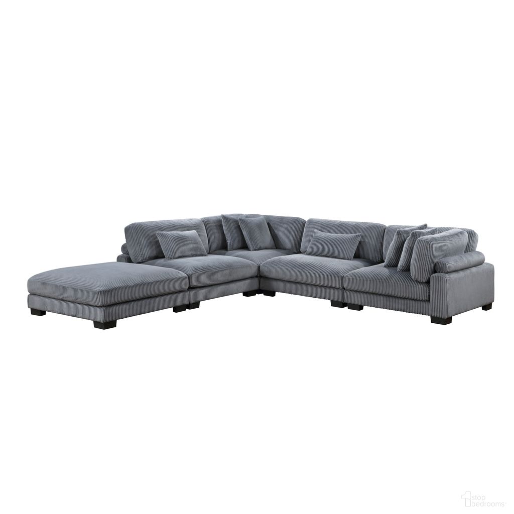 The appearance of Traverse 5-Piece Modular Sectional with Ottoman In Gray designed by Homelegance in the modern / contemporary interior design. This gray piece of furniture was selected by 1StopBedrooms from Traverse Collection to add a touch of cosiness and style into your home. Sku: 8555GY-CR;8555GY-CR;8555GY-AC;8555GY-AC;8555GY-4. Material: Corduroy.