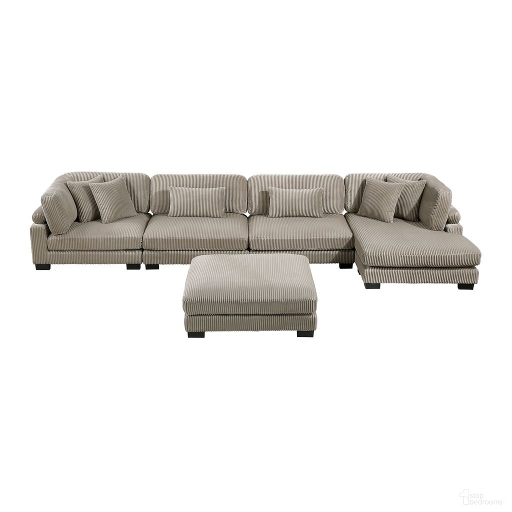 The appearance of Traverse 5-Piece Modular Sectional with Reversible Chaise and Ottoman In Beige designed by Homelegance in the modern / contemporary interior design. This beige piece of furniture was selected by 1StopBedrooms from Traverse Collection to add a touch of cosiness and style into your home. Sku: 8555GB-CR;8555GB-AC;8555GB-AC;8555GB-VC;8555GB-4. Material: Corduroy.