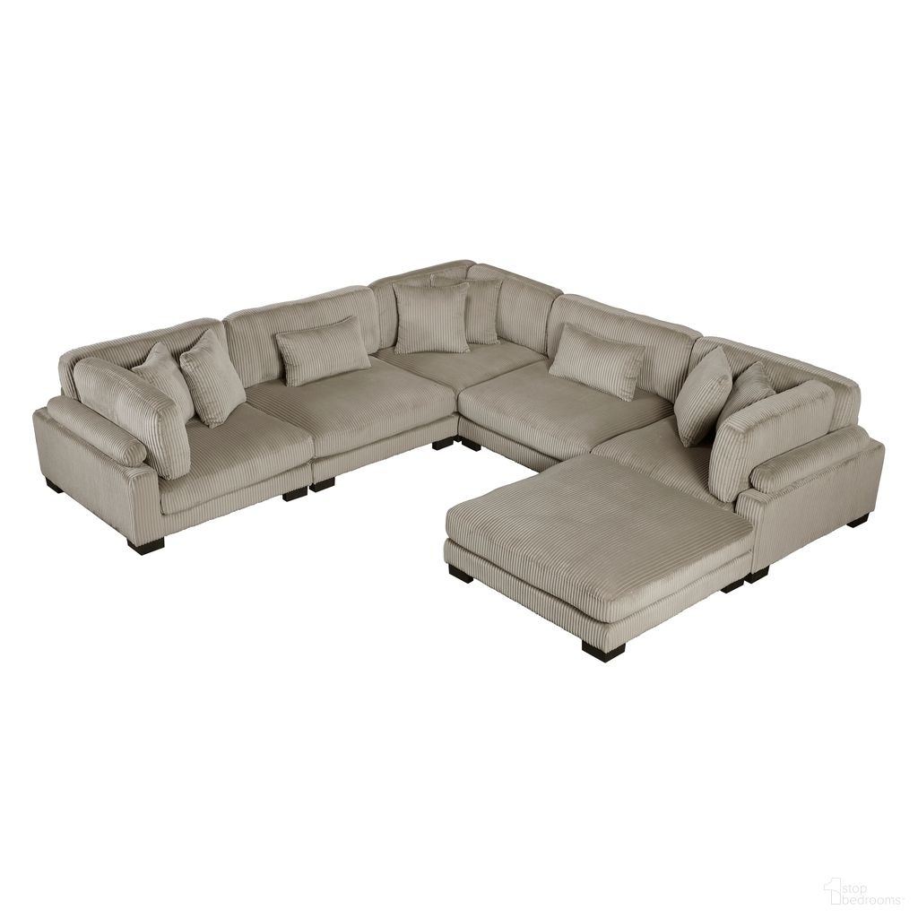 The appearance of Traverse 6-Piece Modular Sectional with Ottoman In Taupe designed by Homelegance in the modern / contemporary interior design. This taupe piece of furniture was selected by 1StopBedrooms from Traverse Collection to add a touch of cosiness and style into your home. Sku: 8555GB-AC;8555GB-AC;8555GB-CR;8555GB-CR;8555GB-CR;8555GB-4. Material: Corduroy.