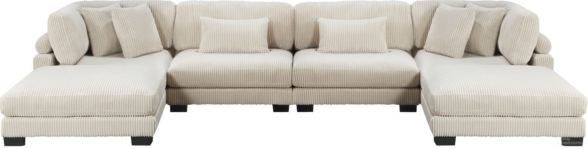The appearance of Traverse 6-Piece Modular Sectional with Ottomans In Beige designed by Homelegance in the modern / contemporary interior design. This beige piece of furniture  was selected by 1StopBedrooms from Traverse Collection to add a touch of cosiness and style into your home. Sku: 8555BE-CR;8555BE-CR;8555BE-AC;8555BE-AC;8555BE-4;8555BE-4. Layout: U-Shape. Material: Corduroy.