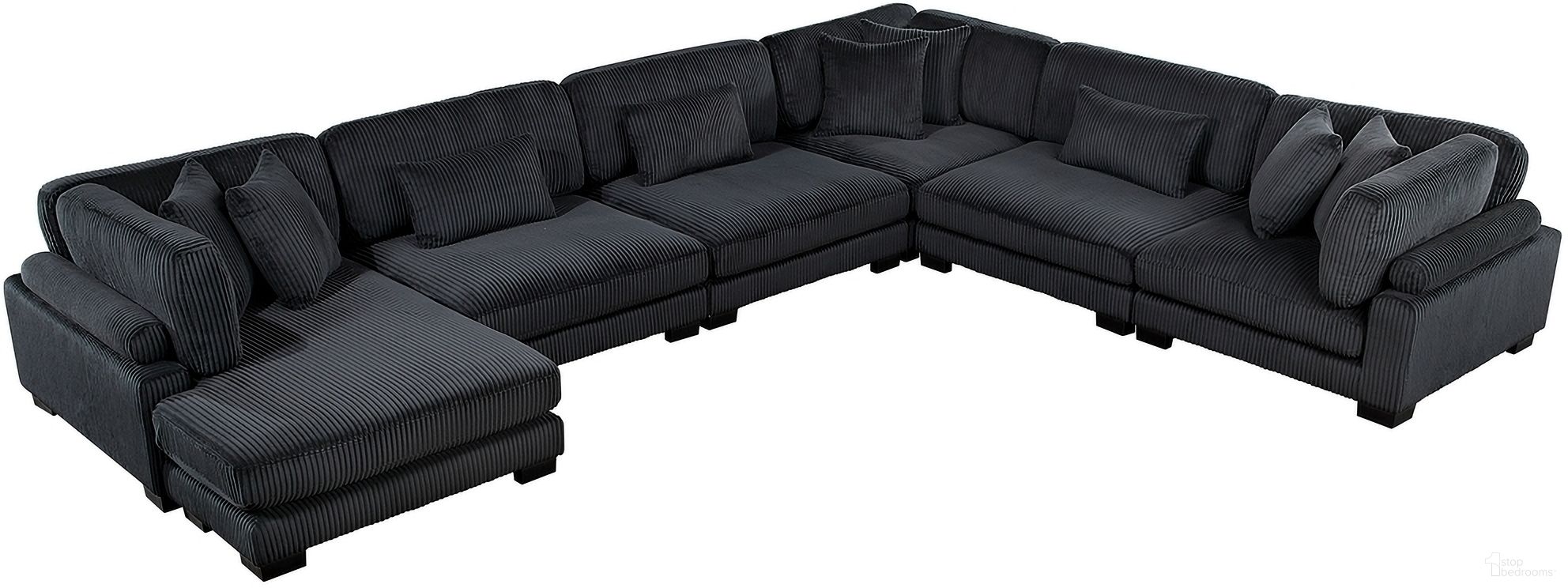 The appearance of Traverse 6-Piece Modular Sectional with Reversible Chaise In Black designed by Homelegance in the modern / contemporary interior design. This black piece of furniture was selected by 1StopBedrooms from Traverse Collection to add a touch of cosiness and style into your home. Sku: 8555BK-CR;8555BK-CR;8555BK-AC;8555BK-AC;8555BK-AC;8555BK-VC. Material: Corduroy.
