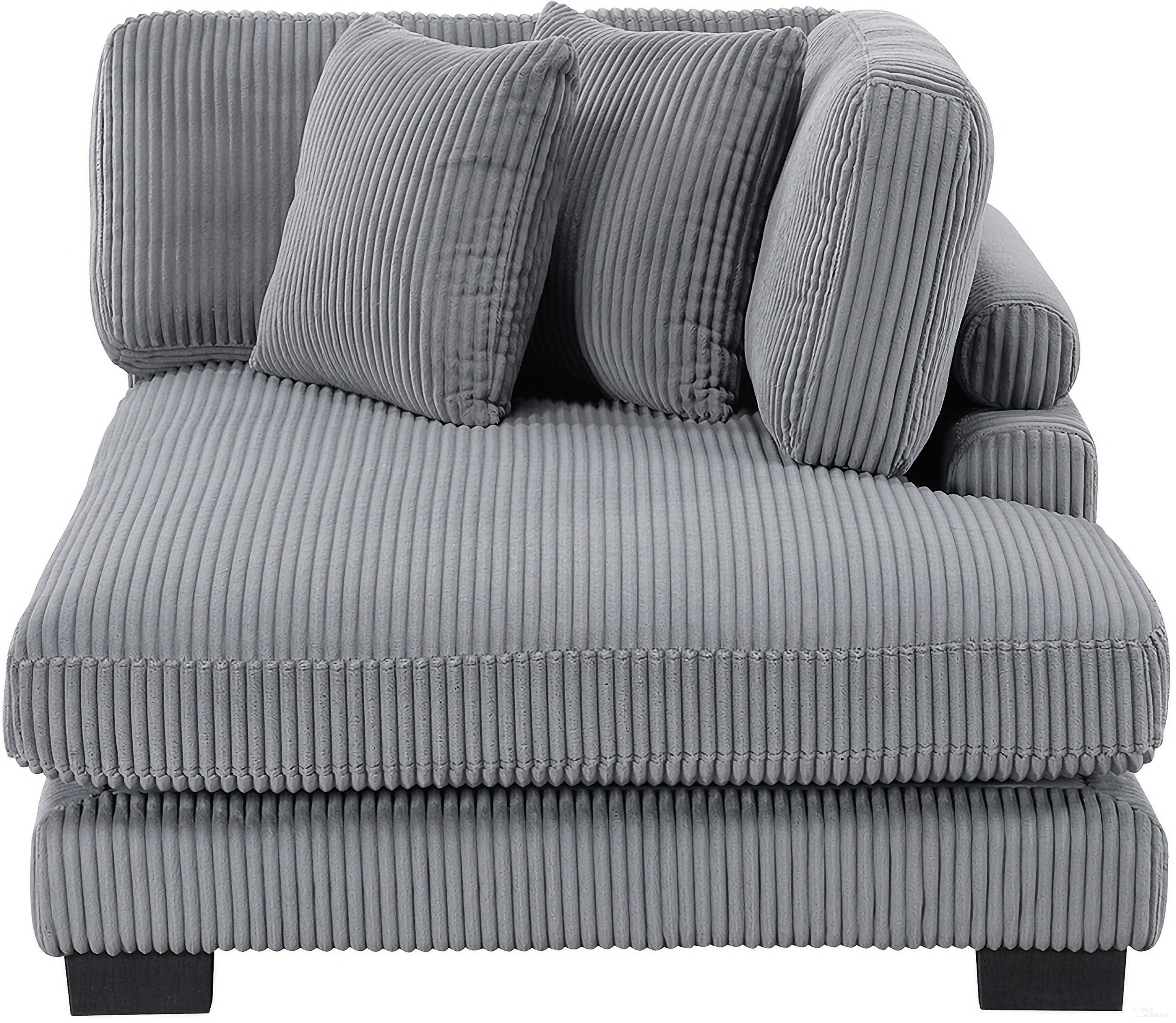 The appearance of Traverse Reversible Chaise In Gray designed by Homelegance in the modern / contemporary interior design. This gray piece of furniture was selected by 1StopBedrooms from Traverse Collection to add a touch of cosiness and style into your home. Sku: 8555GY-VC. Material: Corduroy.