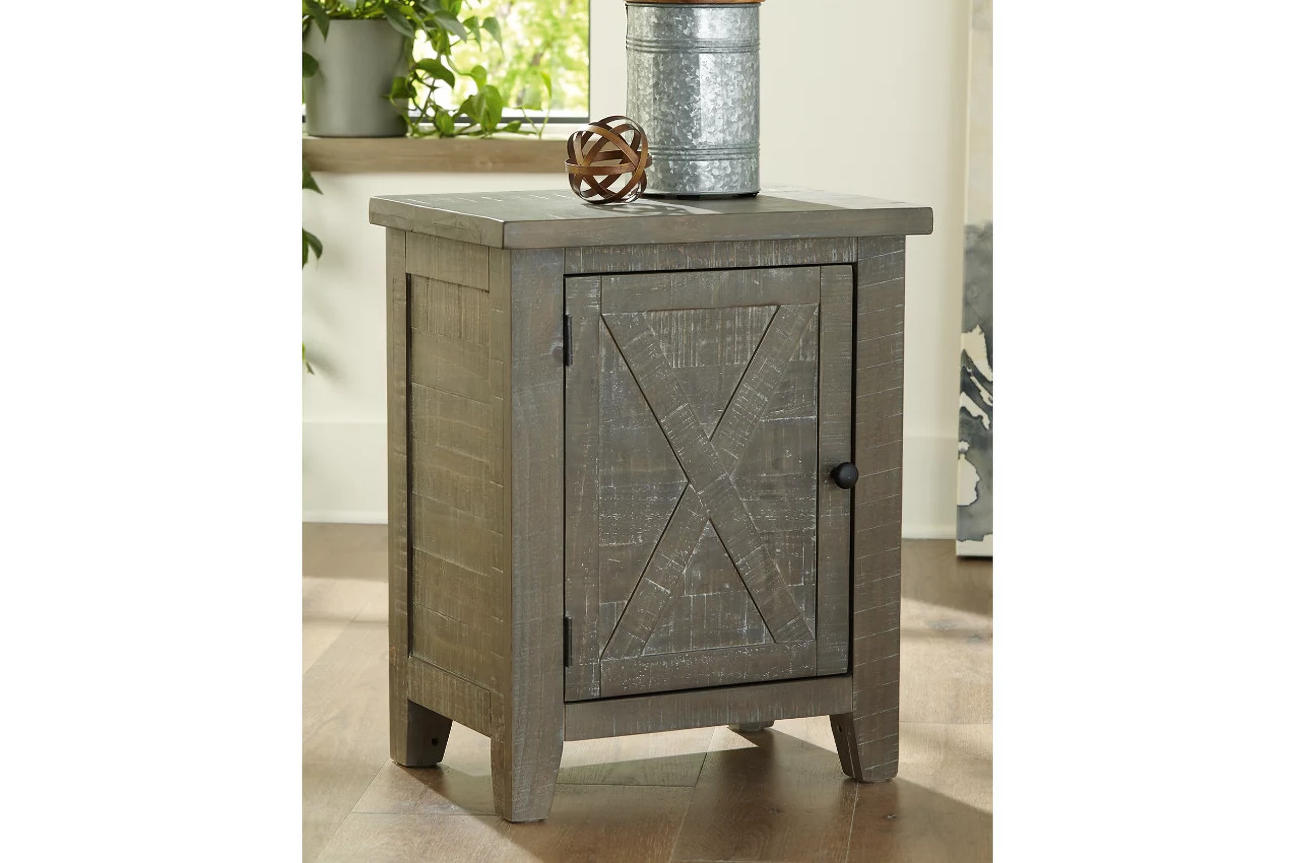 Trelawn Gray Accent Chest and Cabinet by Isaac Tahari | 1StopBedrooms