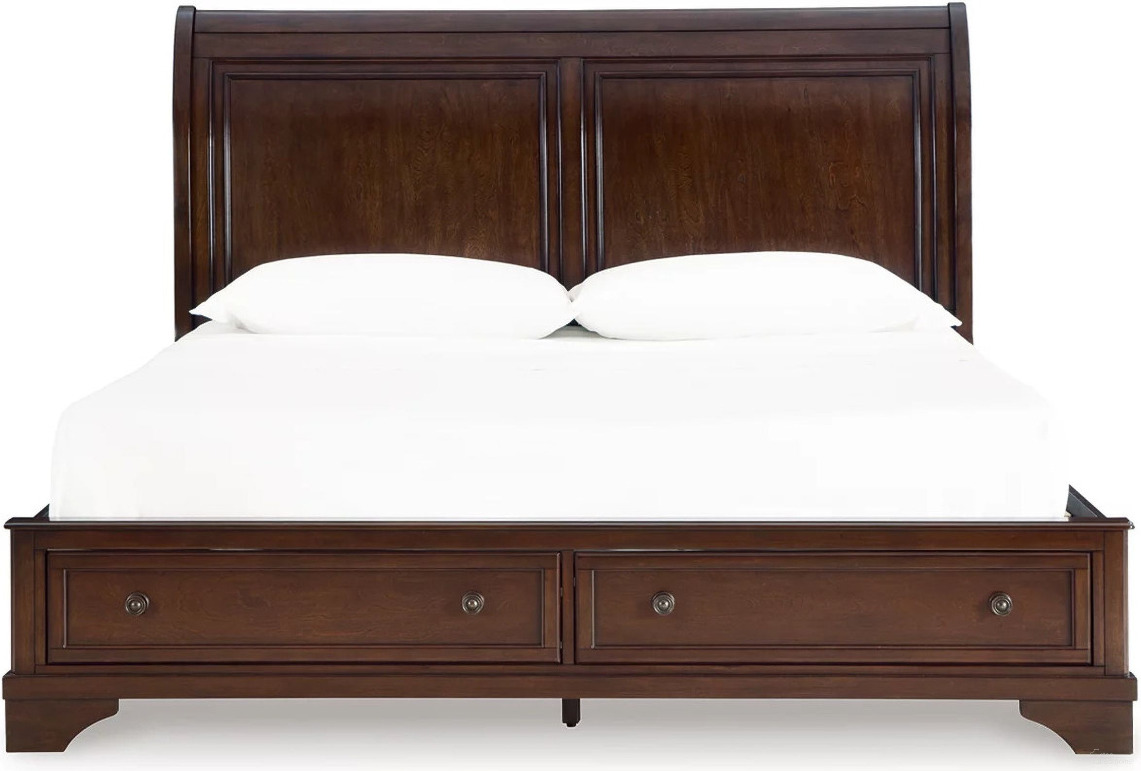 The appearance of Trellington Queen Sleigh Storage Bed In Brown designed by Signature Design by Ashley in the traditional interior design. This brown piece of furniture  was selected by 1StopBedrooms from Trellington Collection to add a touch of cosiness and style into your home. Sku: B716-174S;B716-197;B716-77. Bed Type: Storage Bed. Material: Wood. Bed Size: Queen.