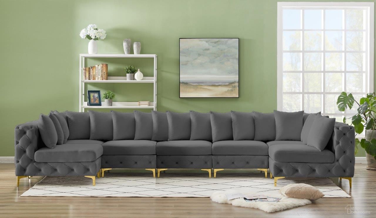 Tremblay Velvet 7 Piece Modular Sectional In Grey
