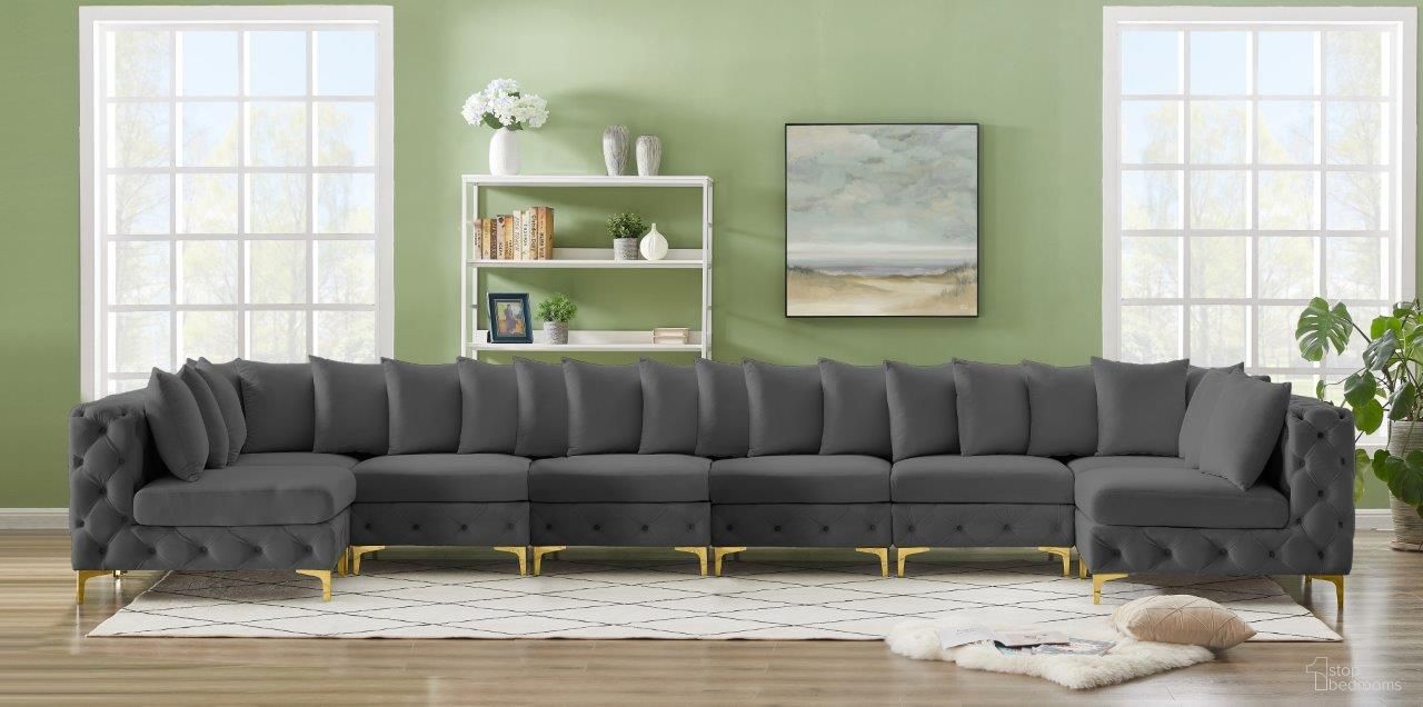 Tremblay Velvet 8 Piece Modular Sectional In Grey